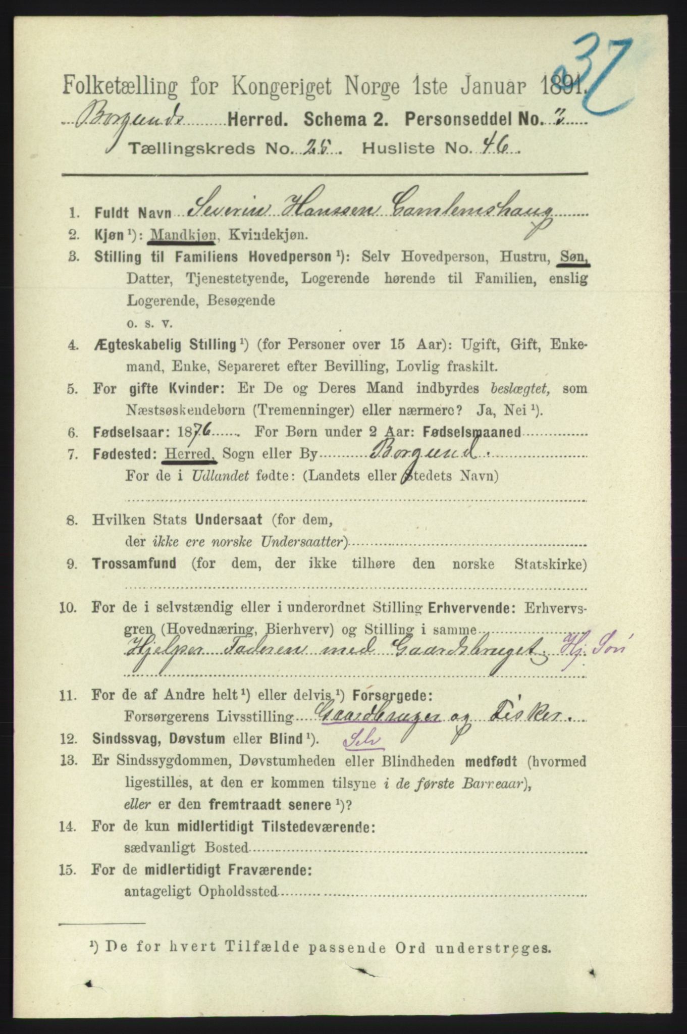 RA, 1891 census for 1531 Borgund, 1891, p. 7559