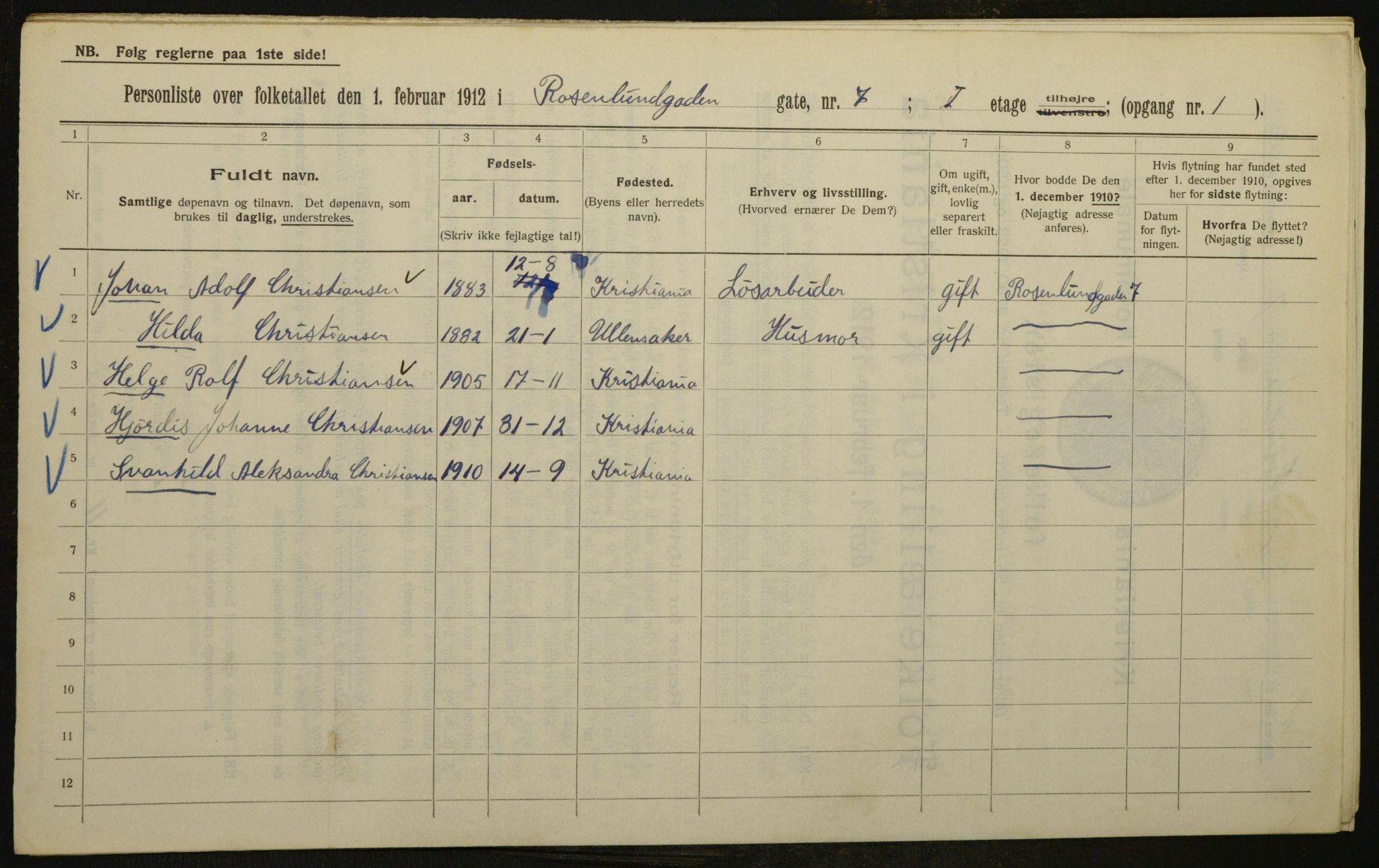 OBA, Municipal Census 1912 for Kristiania, 1912, p. 84204