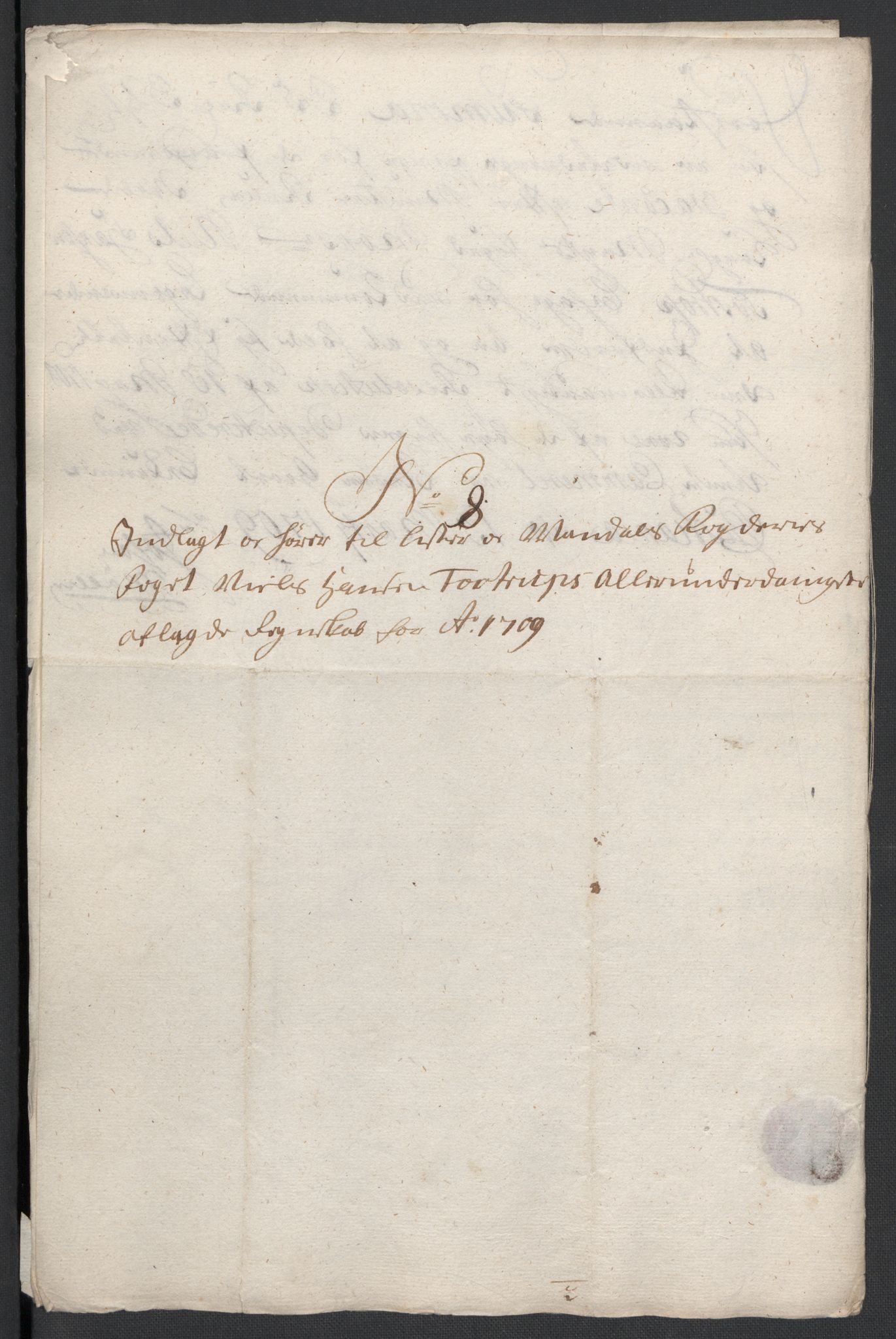 Rentekammeret inntil 1814, Reviderte regnskaper, Fogderegnskap, RA/EA-4092/R43/L2552: Fogderegnskap Lista og Mandal, 1705-1709, p. 255