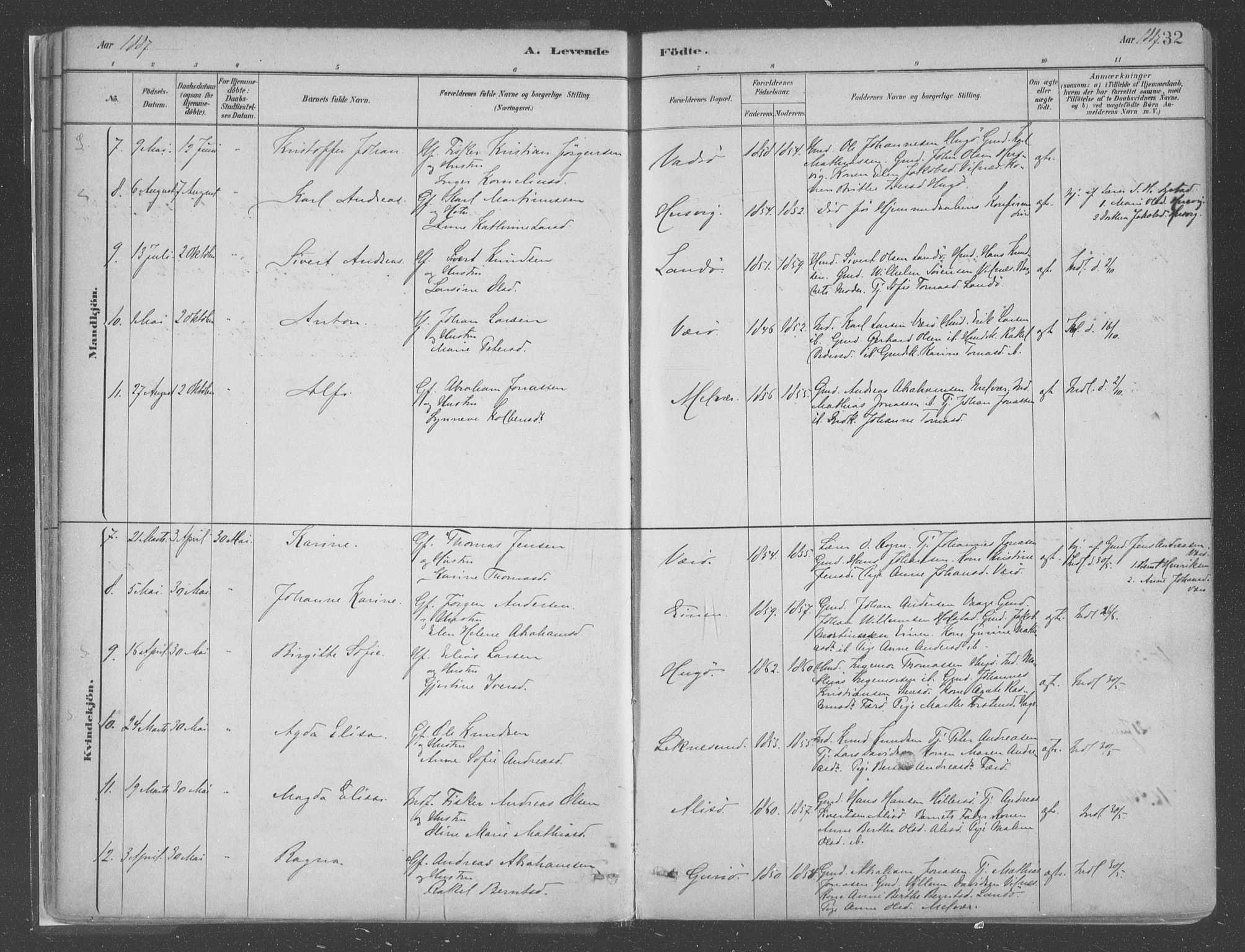 Askvoll sokneprestembete, AV/SAB-A-79501/H/Haa/Haac/L0001: Parish register (official) no. C  1, 1879-1922, p. 32