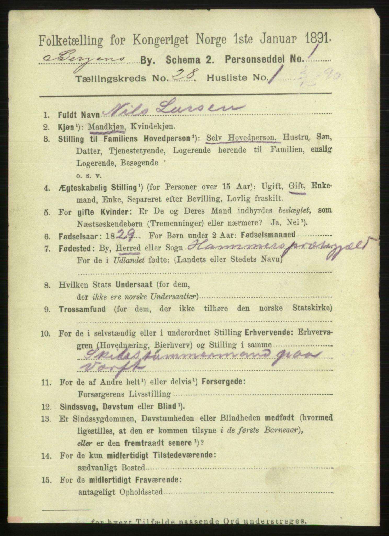 RA, 1891 Census for 1301 Bergen, 1891, p. 36341