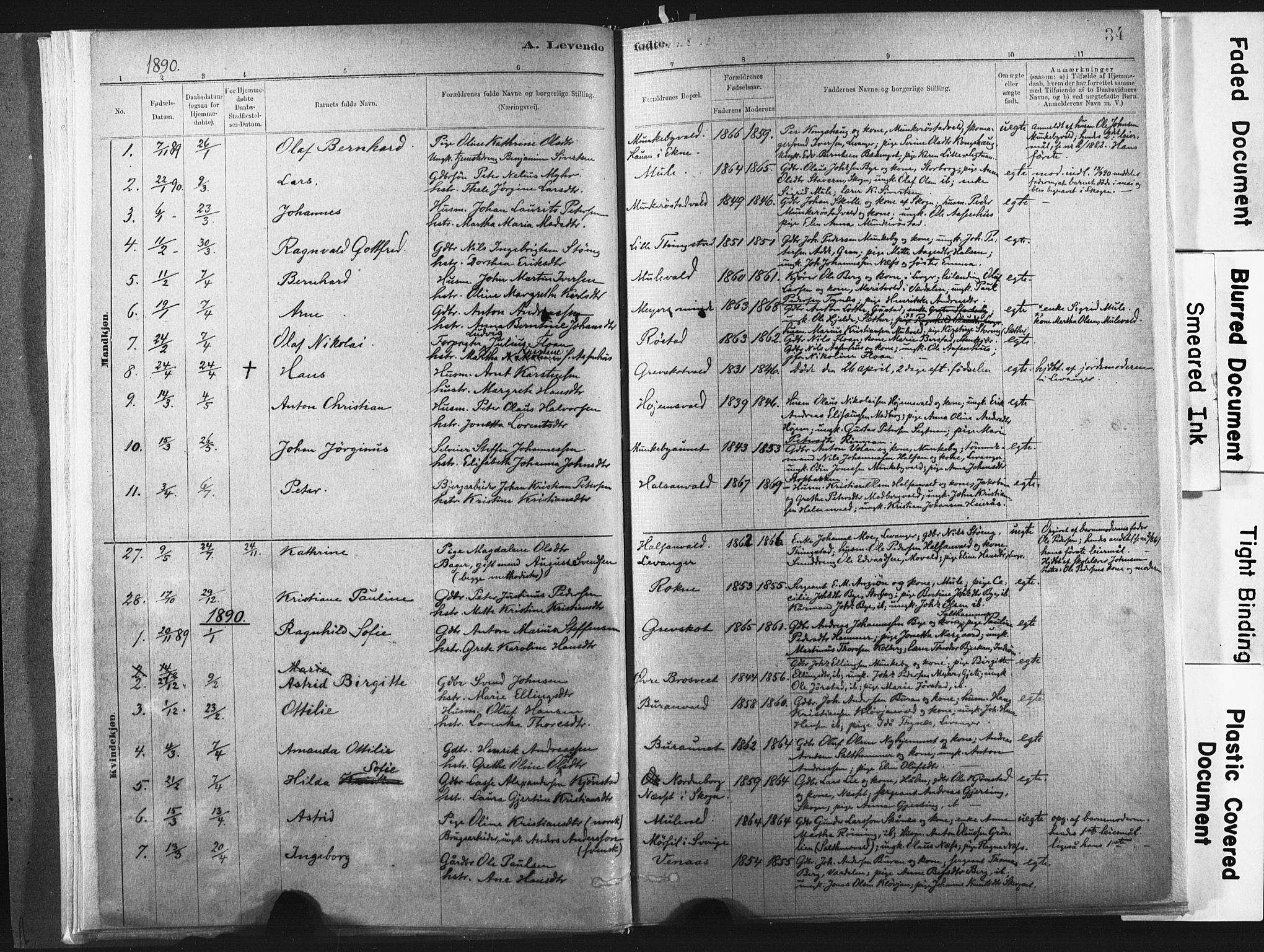 Ministerialprotokoller, klokkerbøker og fødselsregistre - Nord-Trøndelag, SAT/A-1458/721/L0207: Parish register (official) no. 721A02, 1880-1911, p. 34