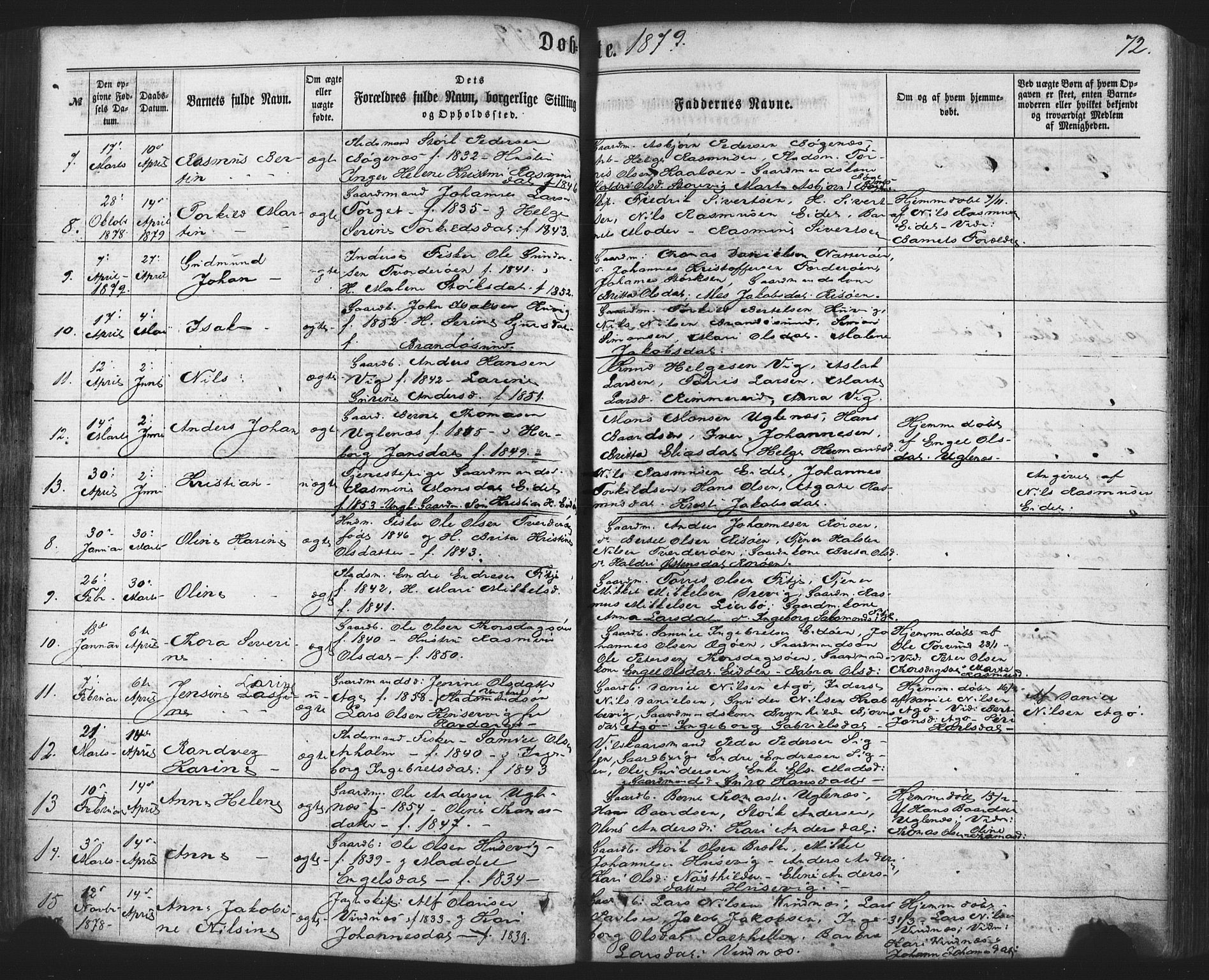 Fitjar sokneprestembete, SAB/A-99926: Parish register (official) no. A 1, 1862-1881, p. 72