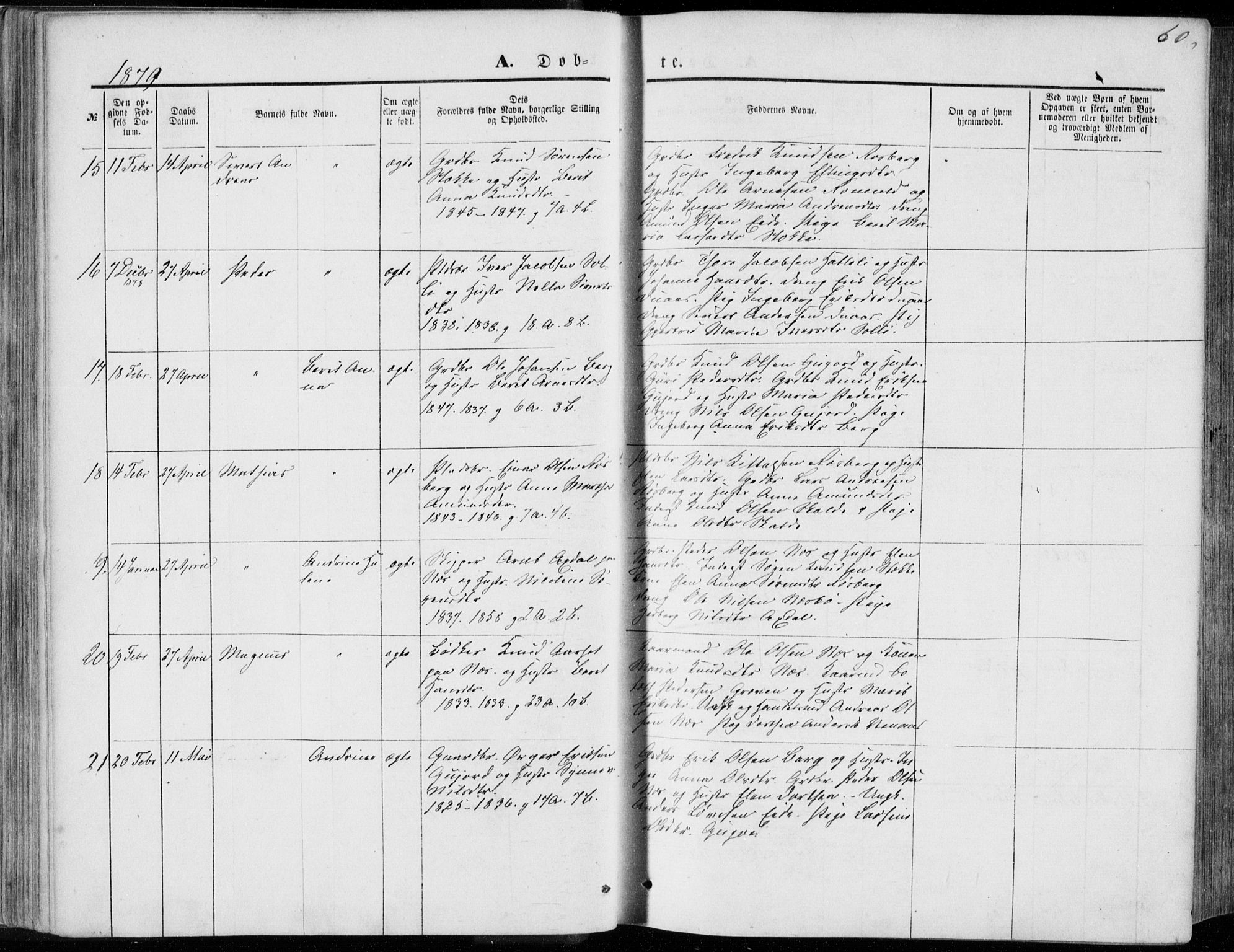 Ministerialprotokoller, klokkerbøker og fødselsregistre - Møre og Romsdal, AV/SAT-A-1454/557/L0681: Parish register (official) no. 557A03, 1869-1886, p. 60