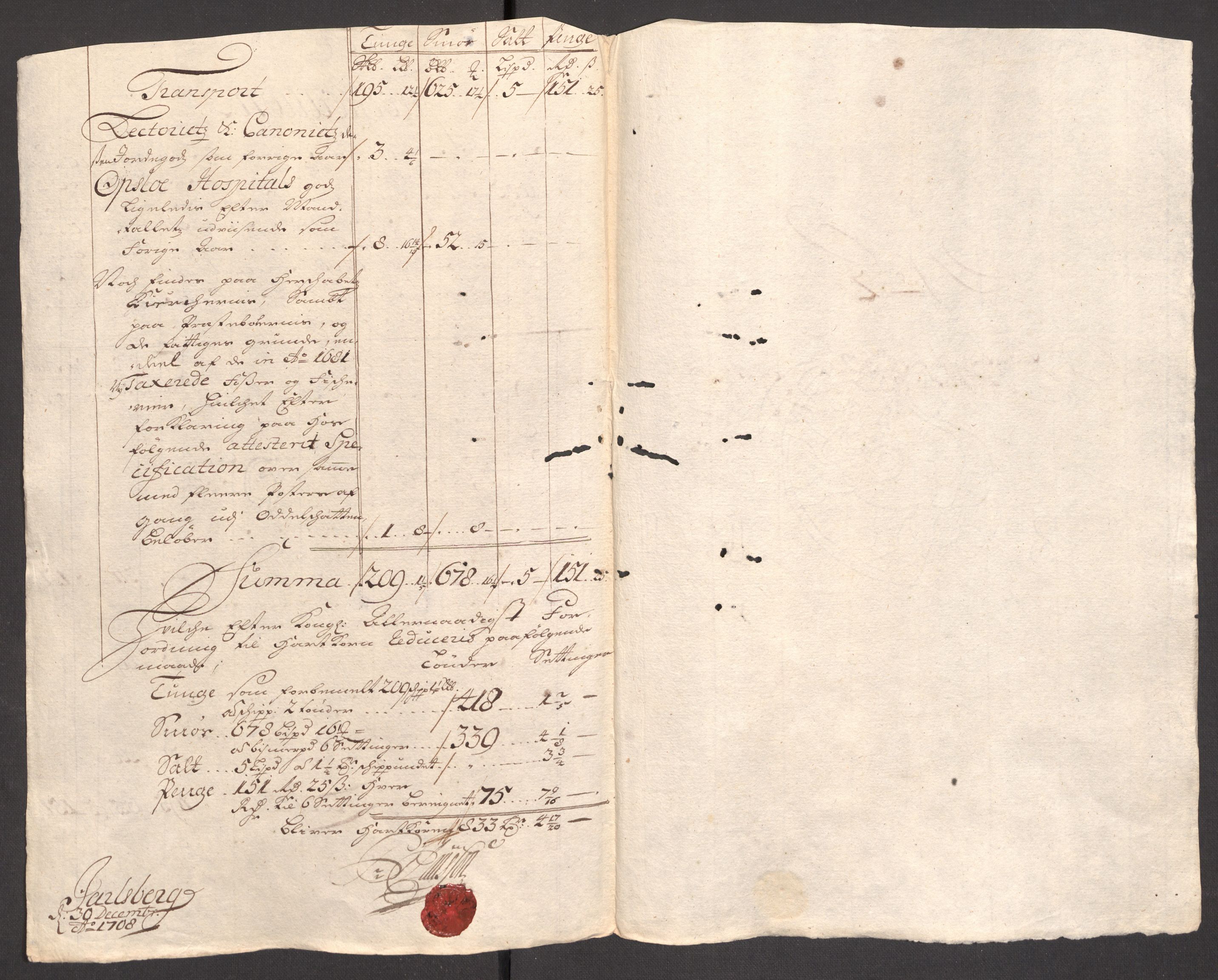 Rentekammeret inntil 1814, Reviderte regnskaper, Fogderegnskap, RA/EA-4092/R32/L1873: Fogderegnskap Jarlsberg grevskap, 1708, p. 128