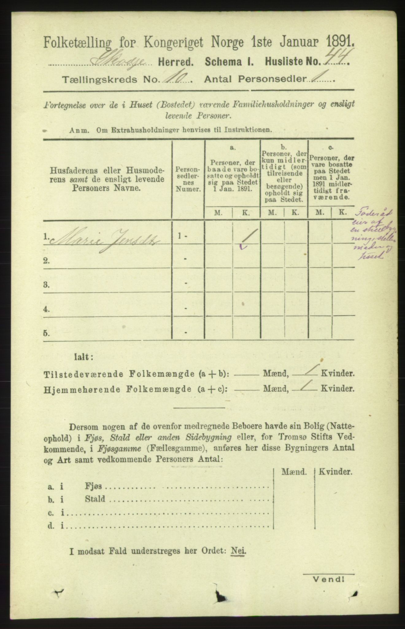 RA, 1891 census for 1529 Skodje, 1891, p. 2003