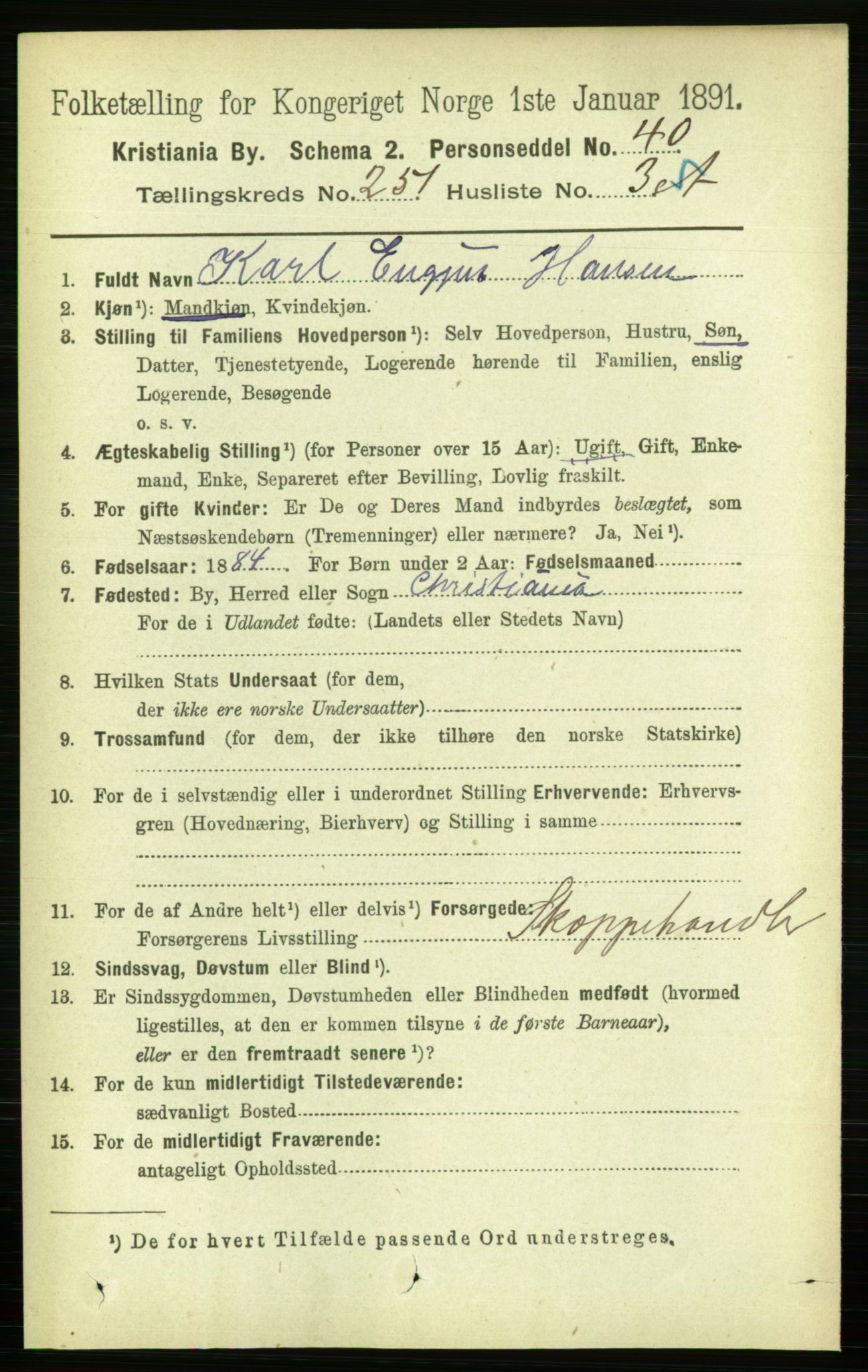 RA, 1891 census for 0301 Kristiania, 1891, p. 153104