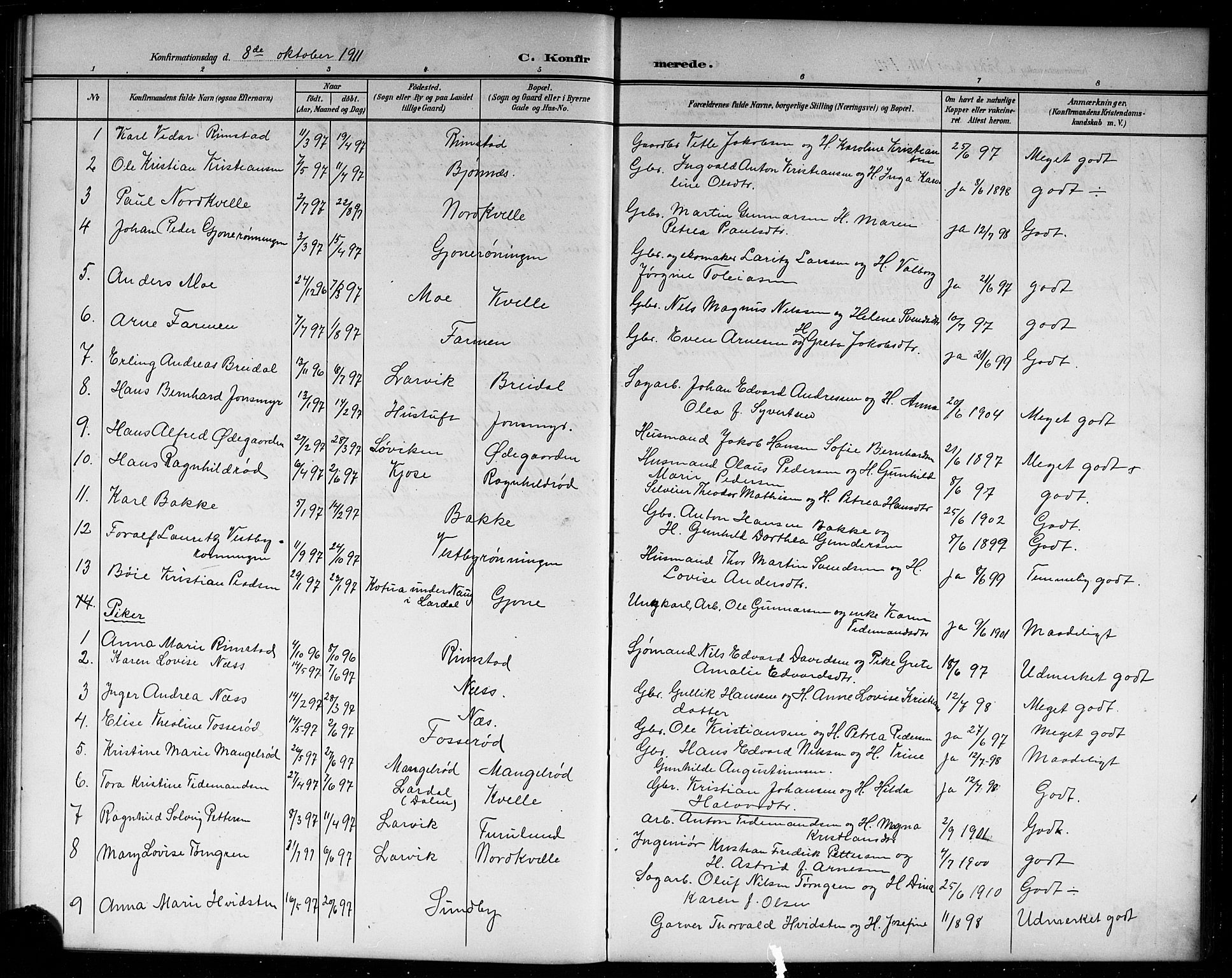 Hedrum kirkebøker, SAKO/A-344/G/Gb/L0001: Parish register (copy) no. II 1, 1902-1920