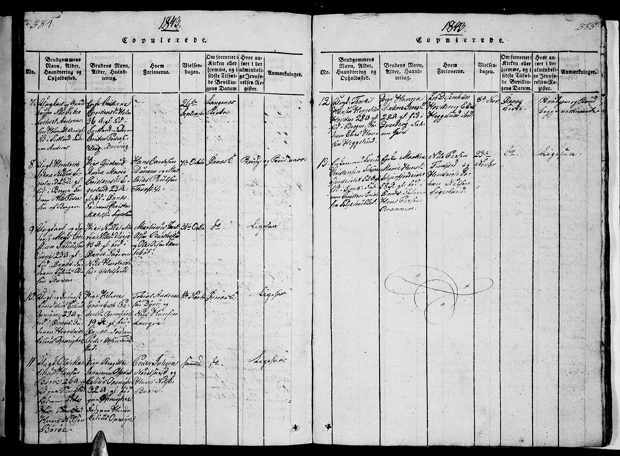 Ministerialprotokoller, klokkerbøker og fødselsregistre - Nordland, AV/SAT-A-1459/893/L1346: Parish register (copy) no. 893C01, 1820-1858, p. 384-385