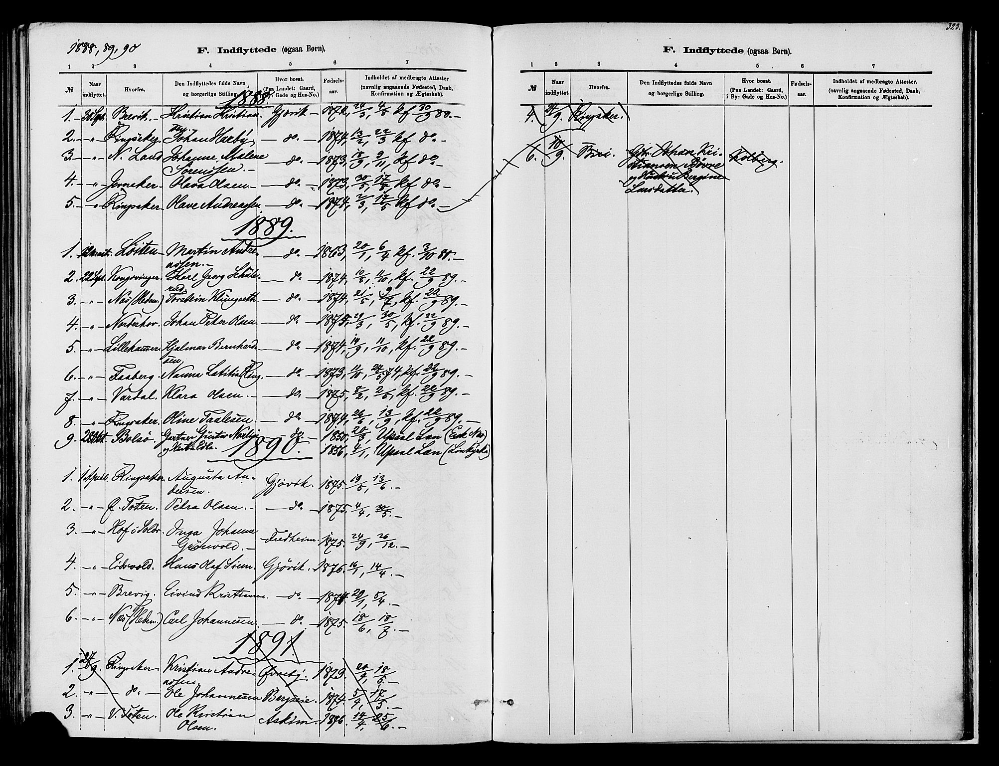 Vardal prestekontor, AV/SAH-PREST-100/H/Ha/Haa/L0008: Parish register (official) no. 8, 1878-1890, p. 323