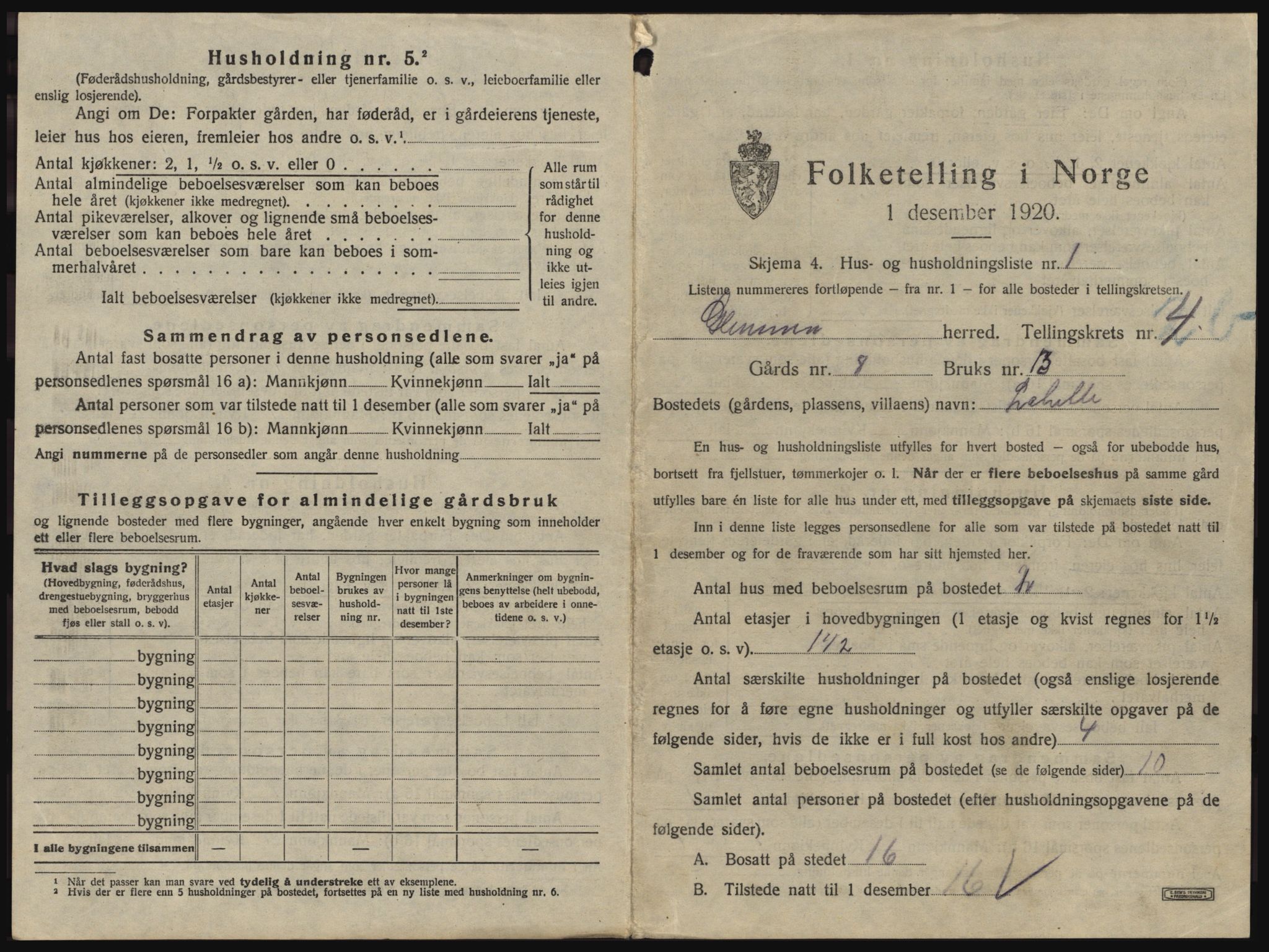 SAO, 1920 census for Glemmen, 1920, p. 629