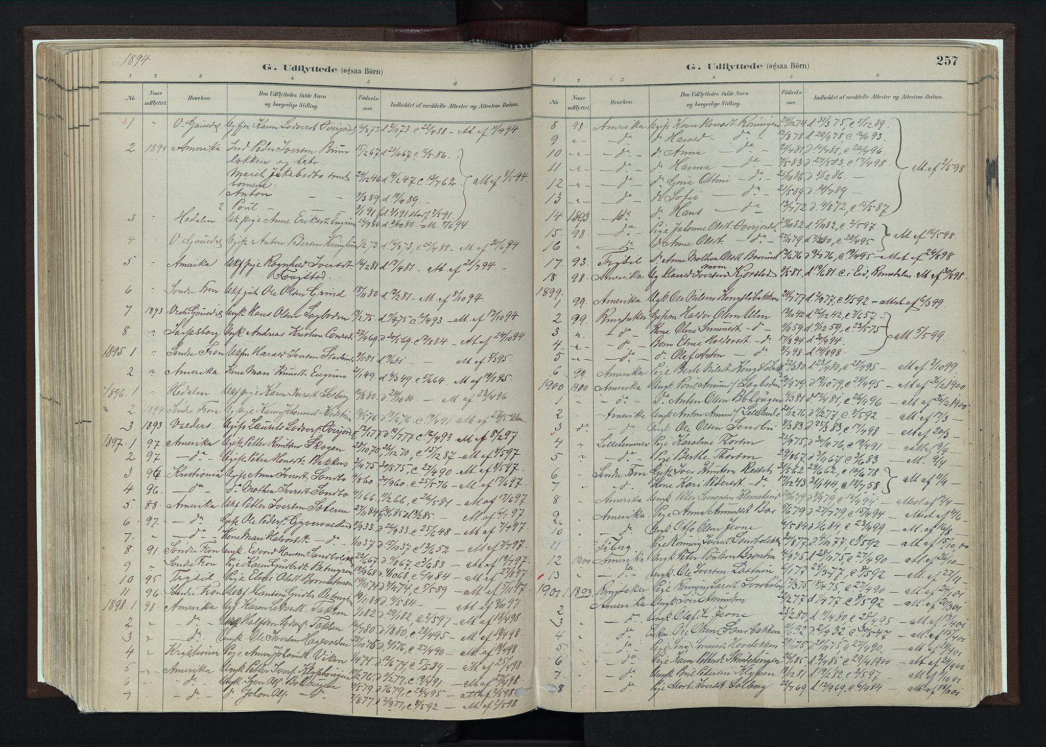 Nord-Fron prestekontor, SAH/PREST-080/H/Ha/Haa/L0004: Parish register (official) no. 4, 1884-1914, p. 257