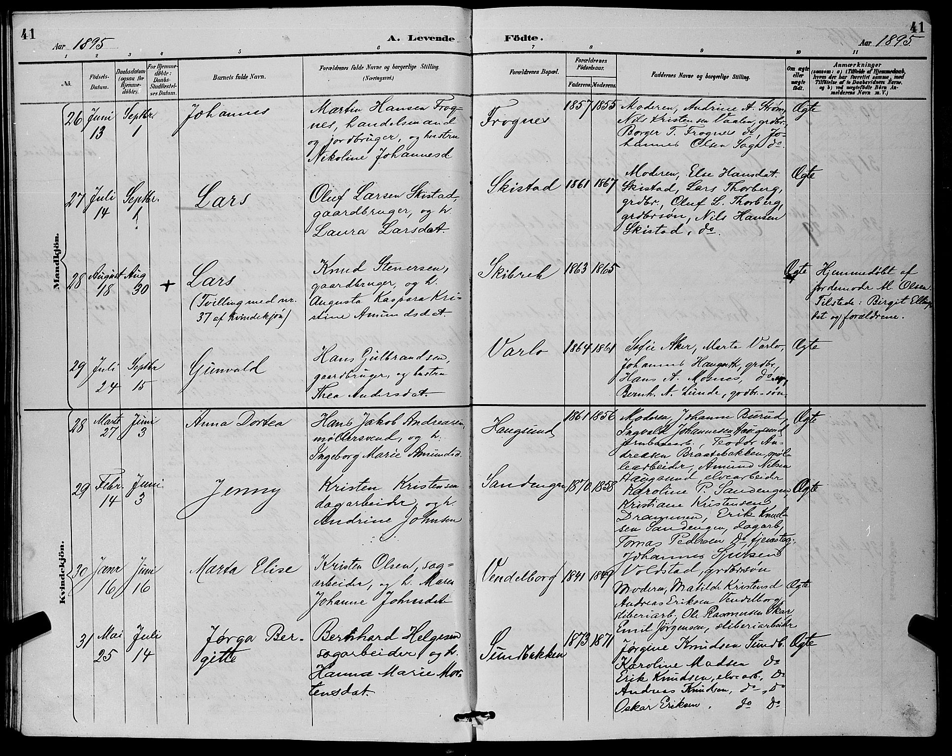 Eiker kirkebøker, AV/SAKO-A-4/G/Ga/L0007: Parish register (copy) no. I 7, 1893-1902, p. 41