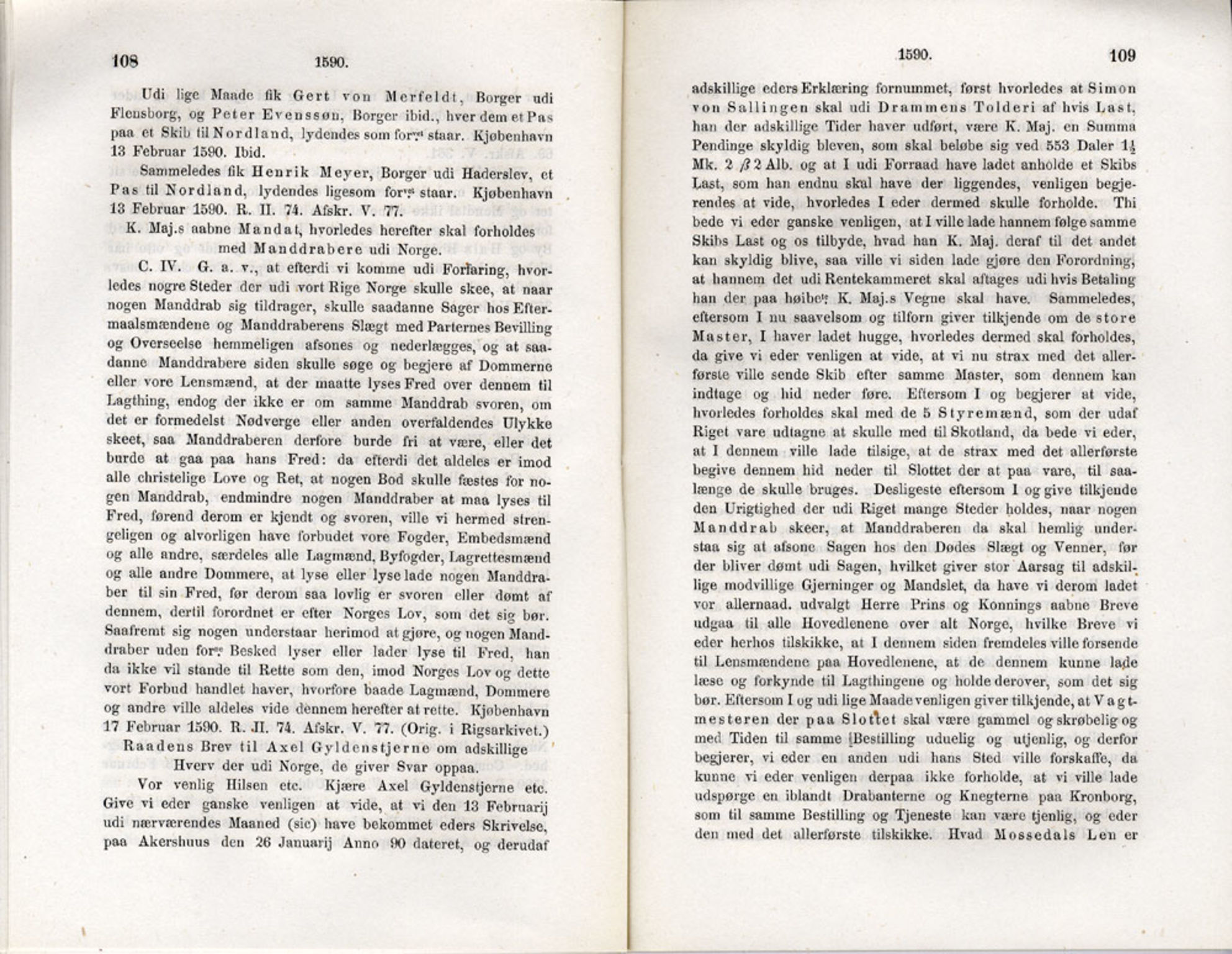 Publikasjoner utgitt av Det Norske Historiske Kildeskriftfond, PUBL/-/-/-: Norske Rigs-Registranter, bind 3, 1588-1602, p. 108-109