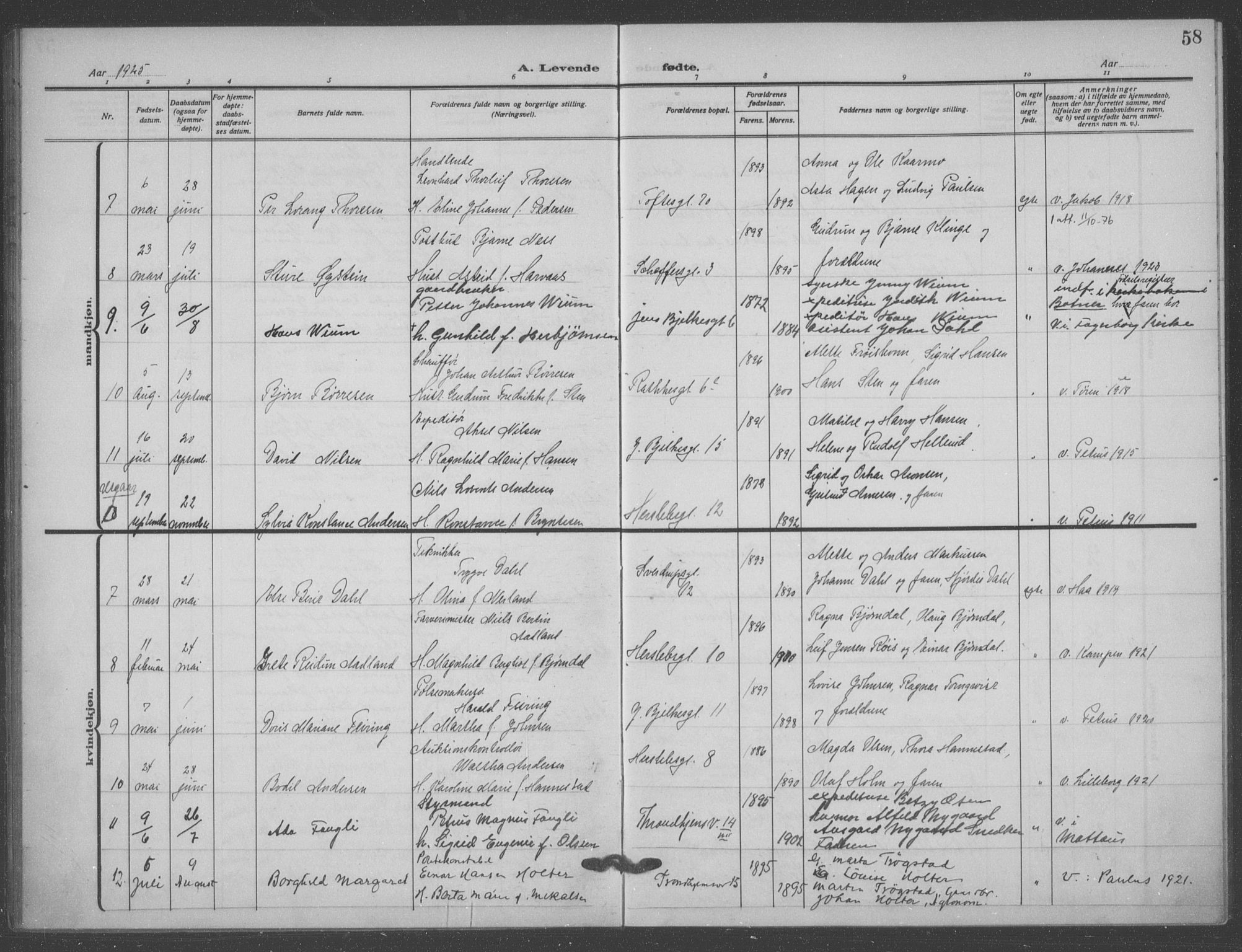 Matteus prestekontor Kirkebøker, AV/SAO-A-10870/F/Fa/L0001: Parish register (official) no. 1, 1917-1938, p. 58