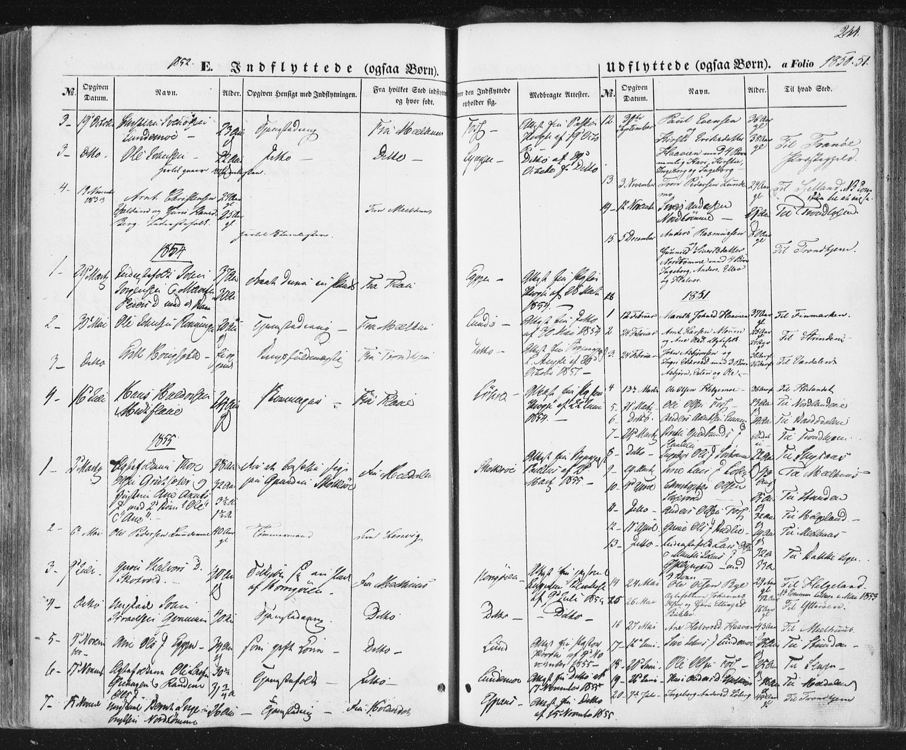 Ministerialprotokoller, klokkerbøker og fødselsregistre - Sør-Trøndelag, SAT/A-1456/692/L1103: Parish register (official) no. 692A03, 1849-1870, p. 244