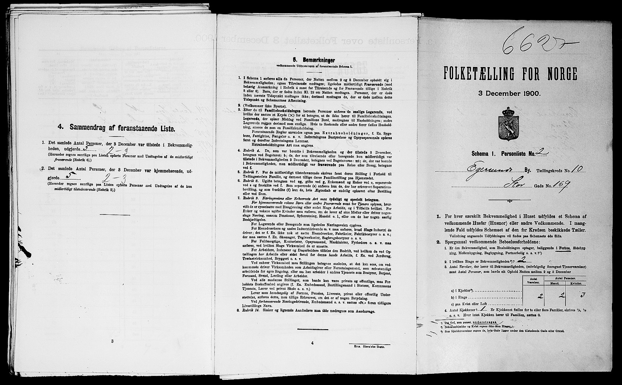 SAST, 1900 census for Egersund, 1900, p. 1006