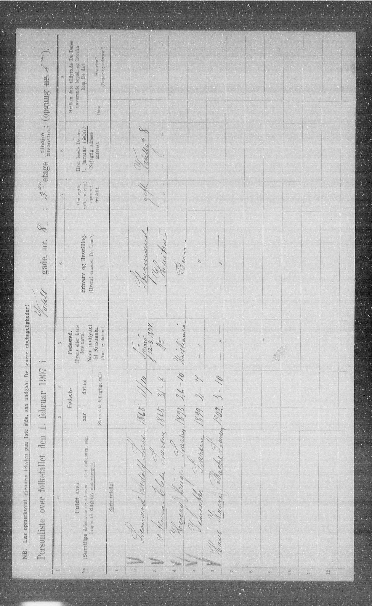 OBA, Municipal Census 1907 for Kristiania, 1907, p. 61837