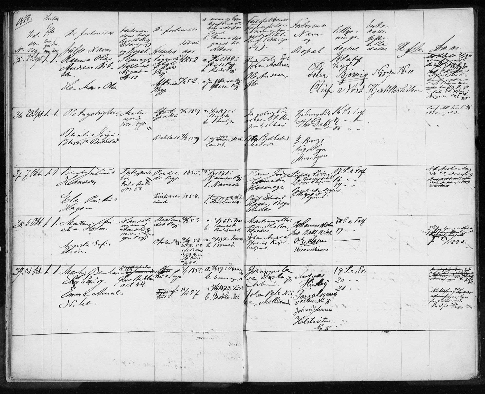 Ministerialprotokoller, klokkerbøker og fødselsregistre - Sør-Trøndelag, AV/SAT-A-1456/604/L0188: Parish register (official) no. 604A11, 1878-1892