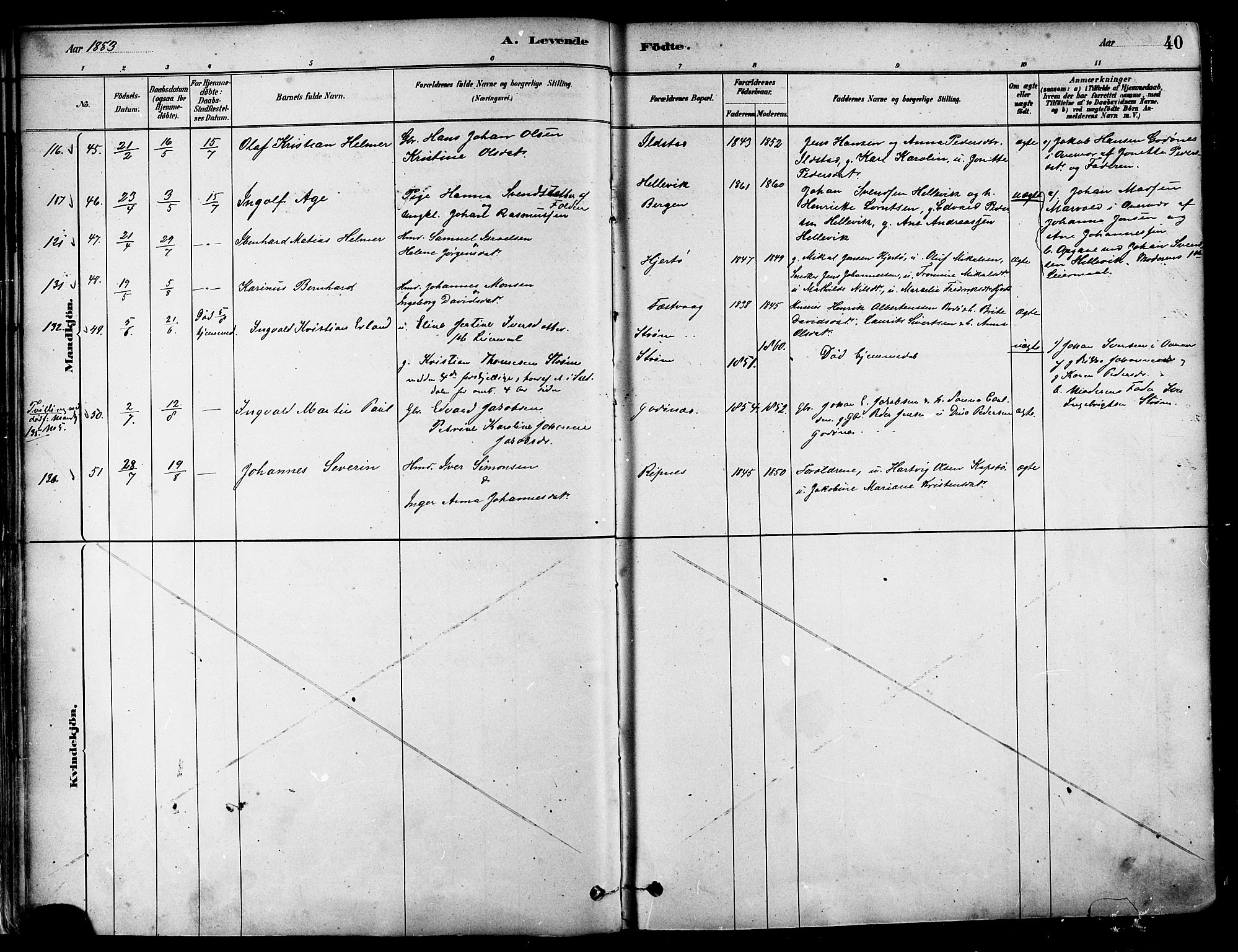 Ministerialprotokoller, klokkerbøker og fødselsregistre - Nordland, AV/SAT-A-1459/802/L0054: Parish register (official) no. 802A01, 1879-1893, p. 40