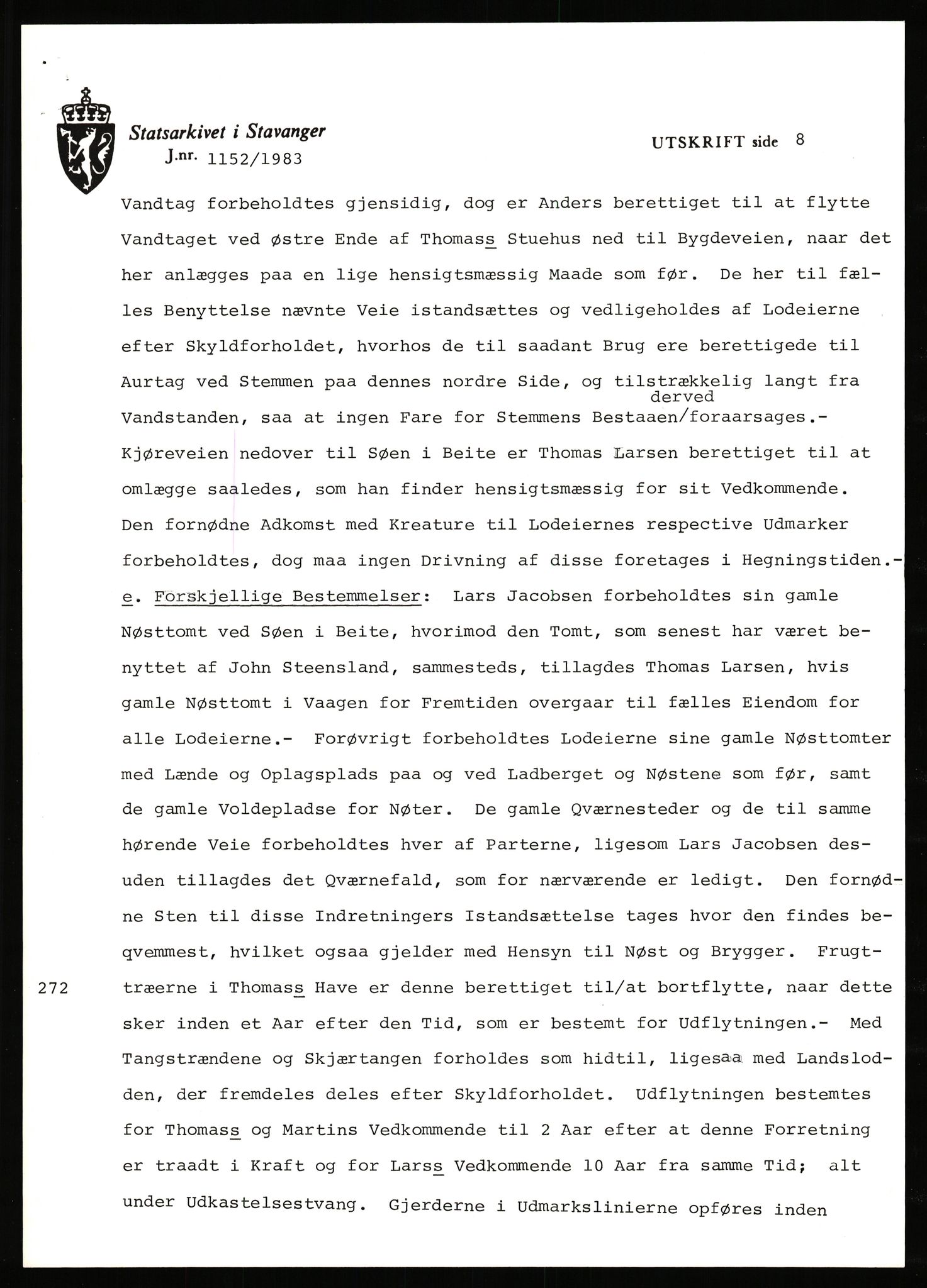 Statsarkivet i Stavanger, AV/SAST-A-101971/03/Y/Yj/L0084: Avskrifter sortert etter gårdsnavn: Søiland - Sørhaug, 1750-1930, p. 419