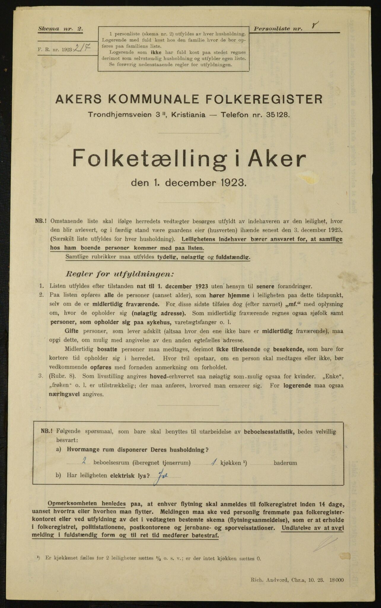 , Municipal Census 1923 for Aker, 1923, p. 23639