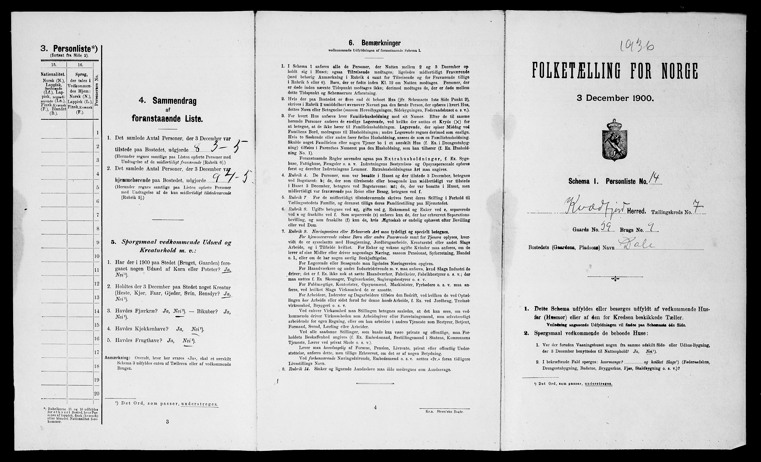 SATØ, 1900 census for Kvæfjord, 1900, p. 893