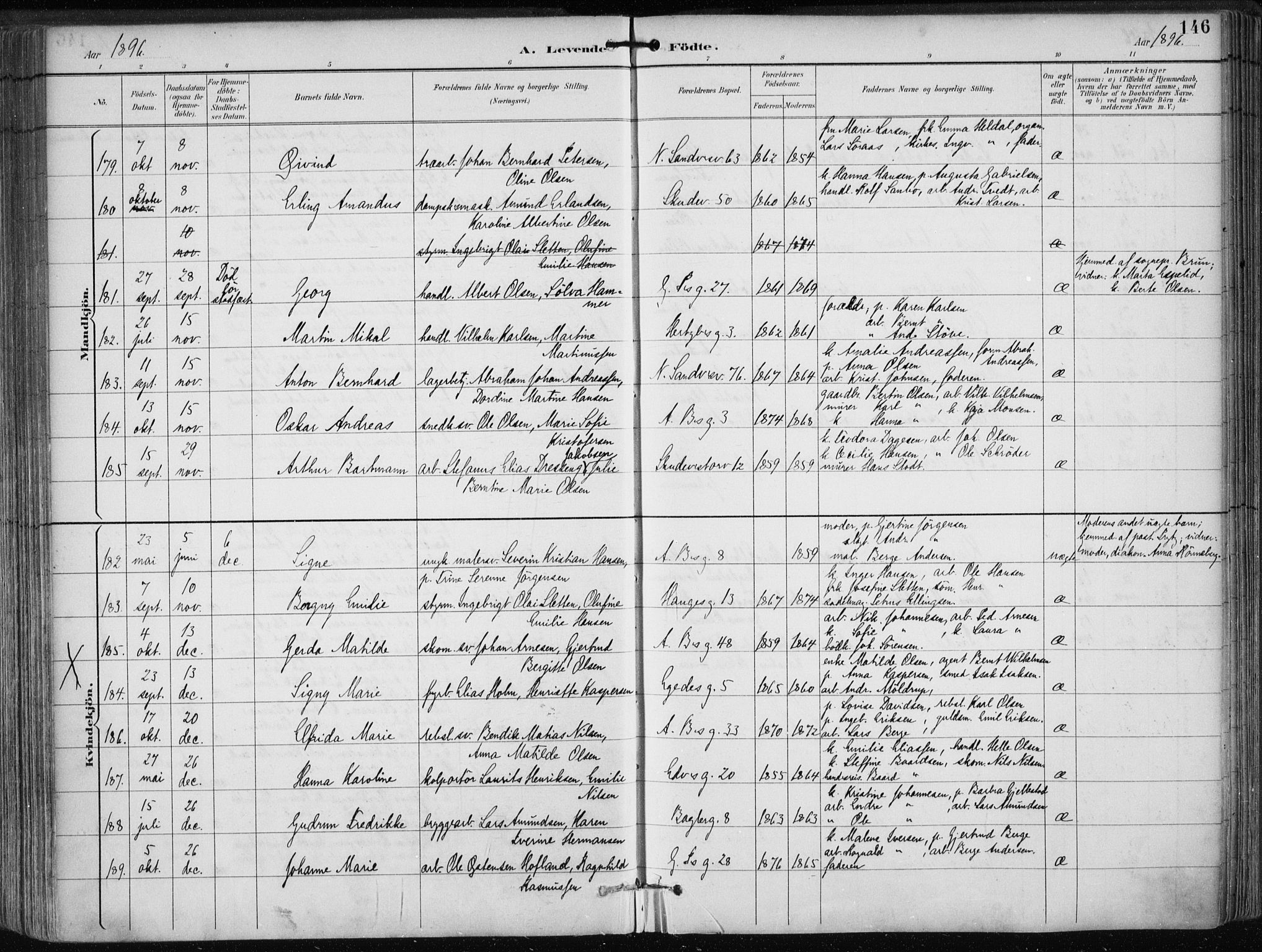 Sandviken Sokneprestembete, SAB/A-77601/H/Ha/L0005: Parish register (official) no. B 2, 1891-1901, p. 146