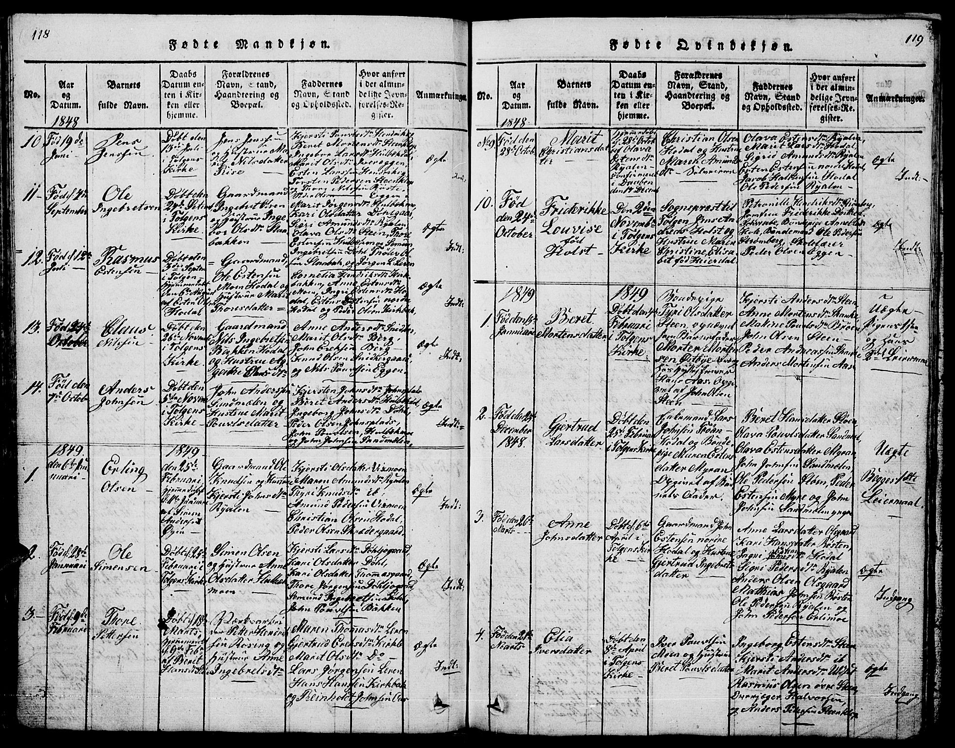 Tolga prestekontor, AV/SAH-PREST-062/L/L0001: Parish register (copy) no. 1, 1814-1877, p. 118-119