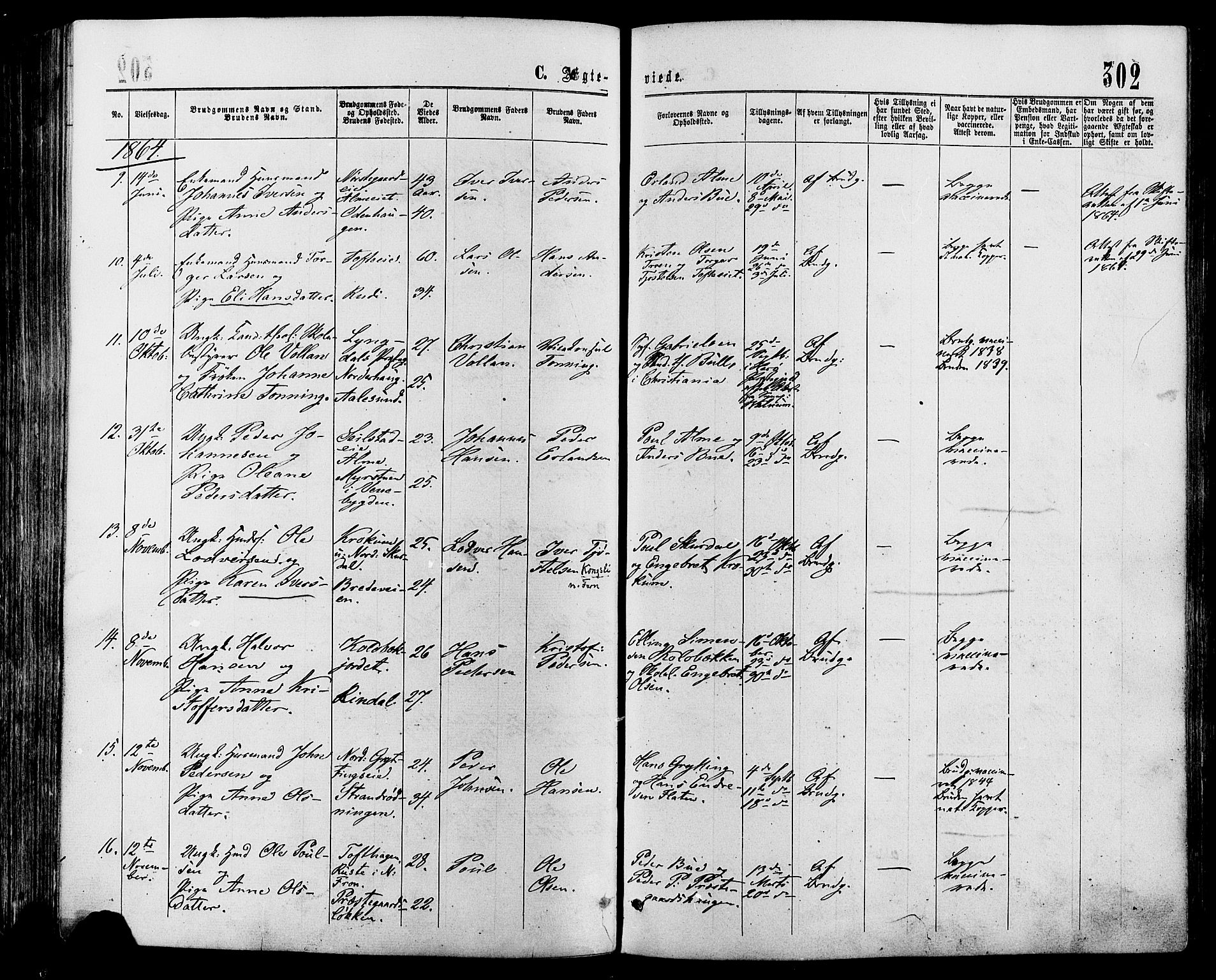 Sør-Fron prestekontor, SAH/PREST-010/H/Ha/Haa/L0002: Parish register (official) no. 2, 1864-1880, p. 302