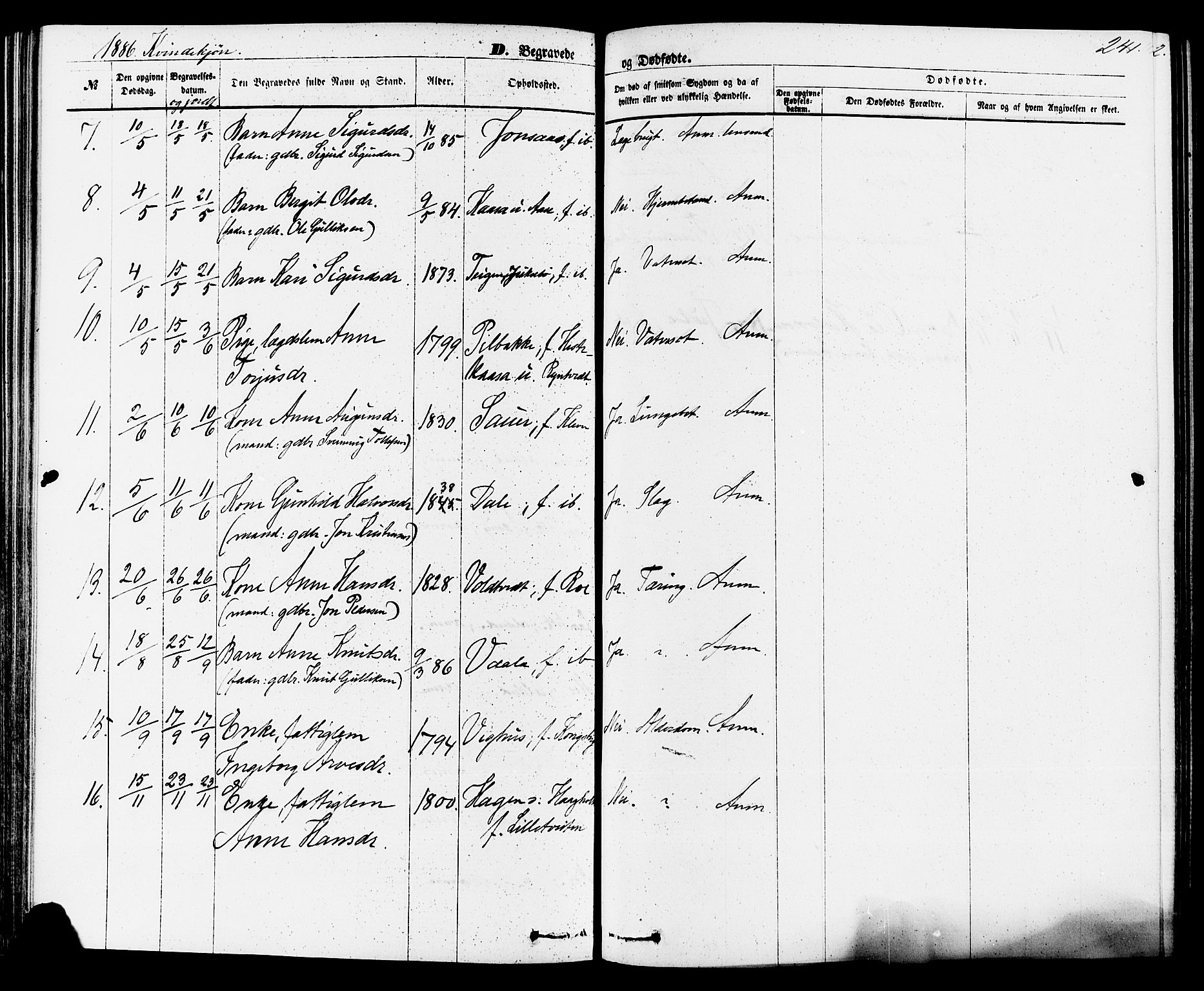 Sauherad kirkebøker, AV/SAKO-A-298/F/Fa/L0008: Parish register (official) no. I 8, 1873-1886, p. 241
