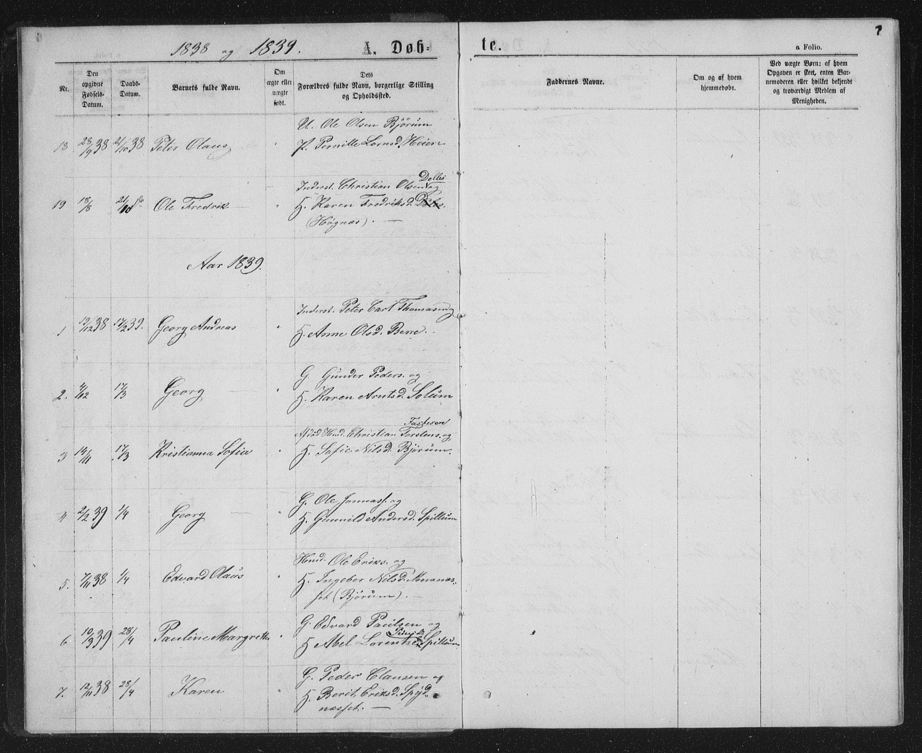 Ministerialprotokoller, klokkerbøker og fødselsregistre - Nord-Trøndelag, SAT/A-1458/768/L0566: Parish register (official) no. 768A01, 1836-1865, p. 7
