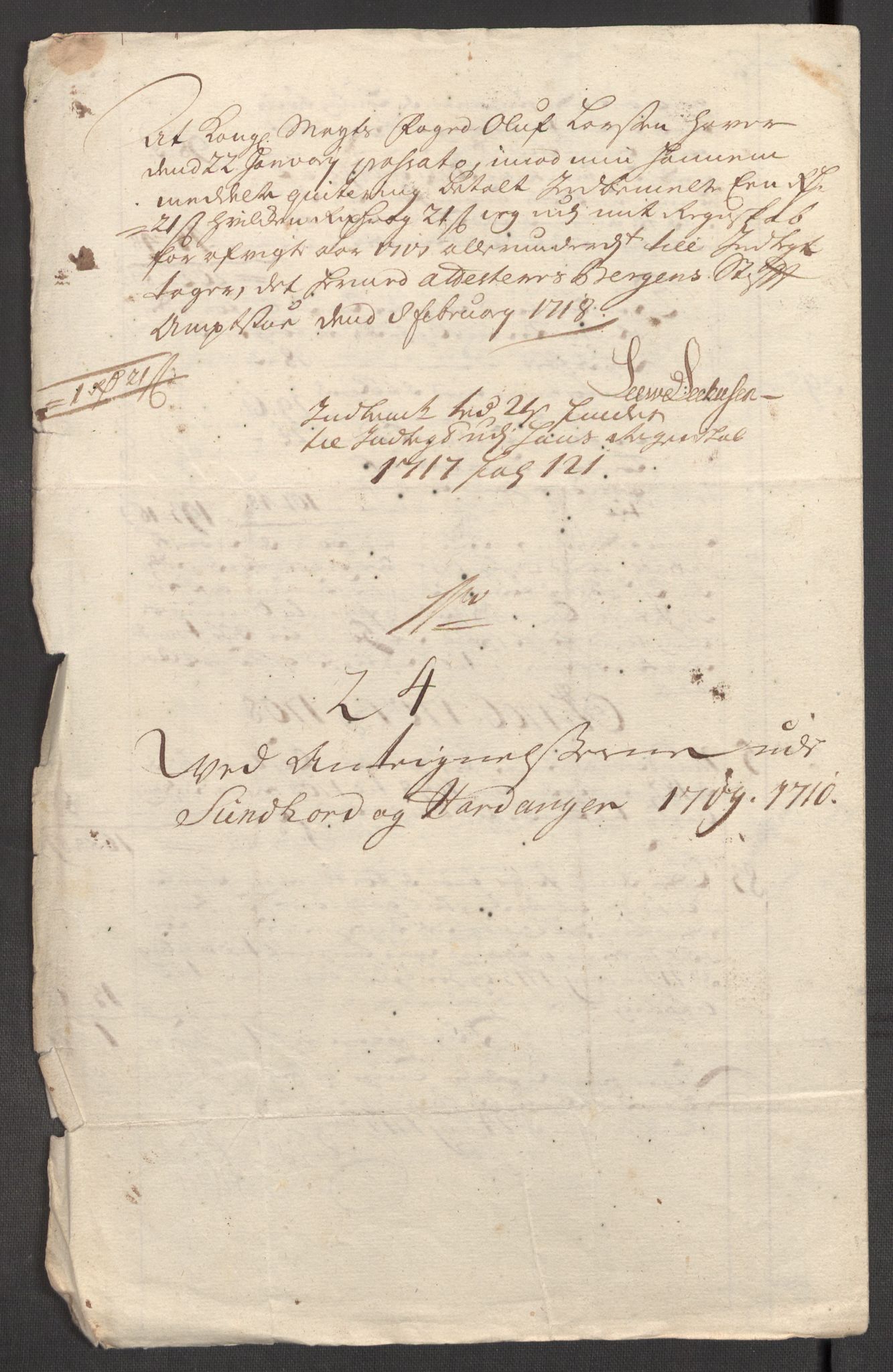 Rentekammeret inntil 1814, Reviderte regnskaper, Fogderegnskap, AV/RA-EA-4092/R48/L2986: Fogderegnskap Sunnhordland og Hardanger, 1709-1710, p. 711