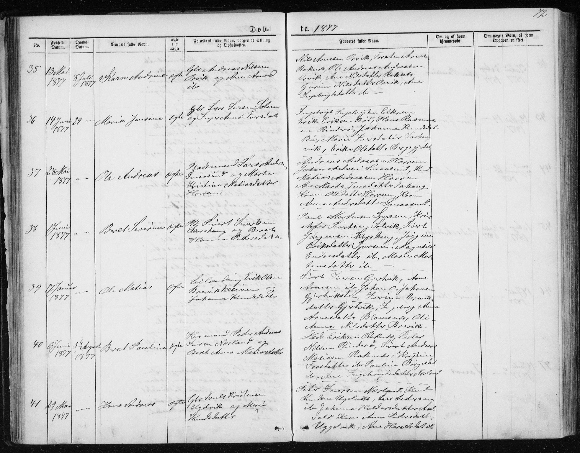 Ministerialprotokoller, klokkerbøker og fødselsregistre - Møre og Romsdal, AV/SAT-A-1454/560/L0724: Parish register (copy) no. 560C01, 1867-1892, p. 72