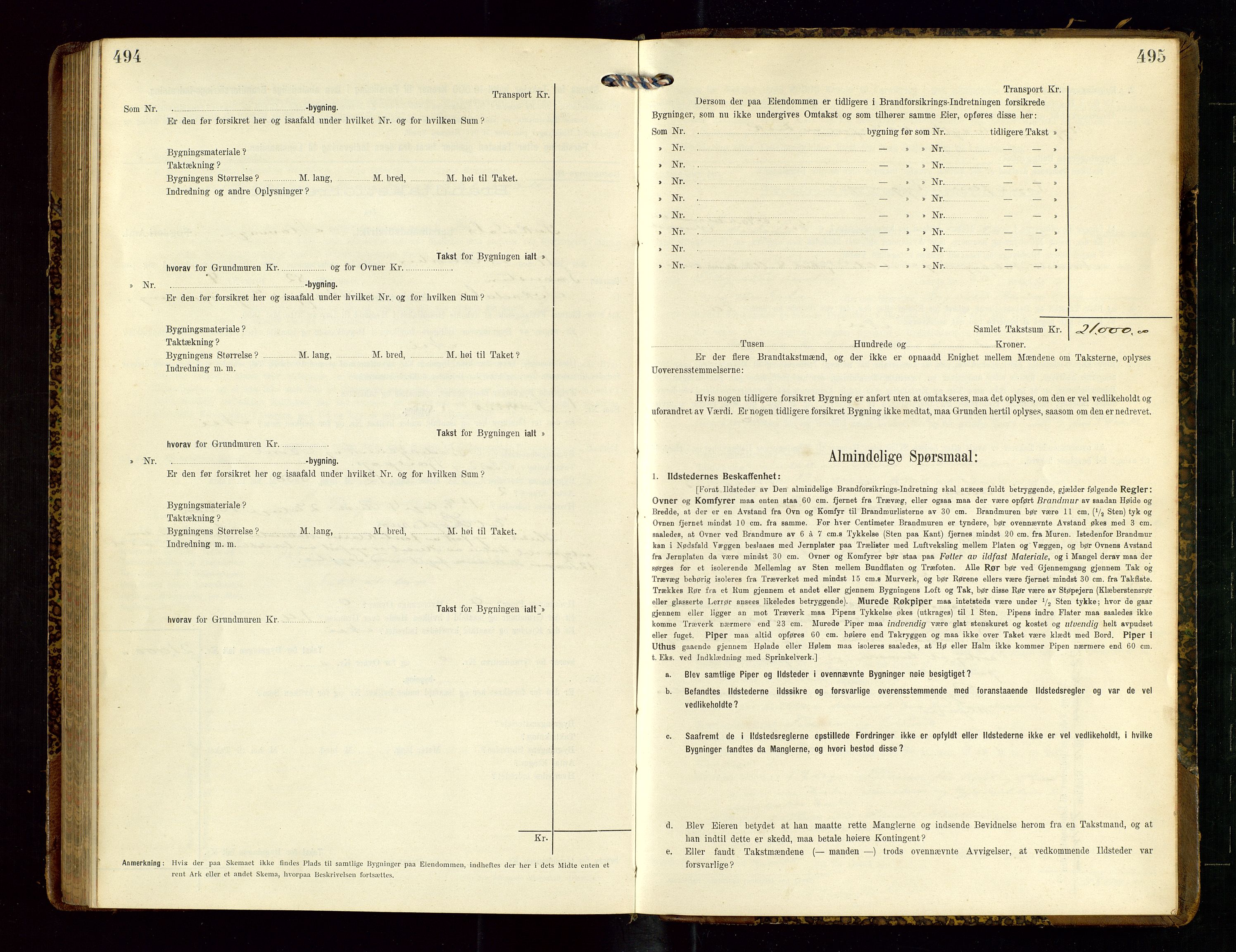 Sokndal lensmannskontor, AV/SAST-A-100417/Gob/L0003: "Brandtakst-Protokol", 1914-1917, p. 494-495