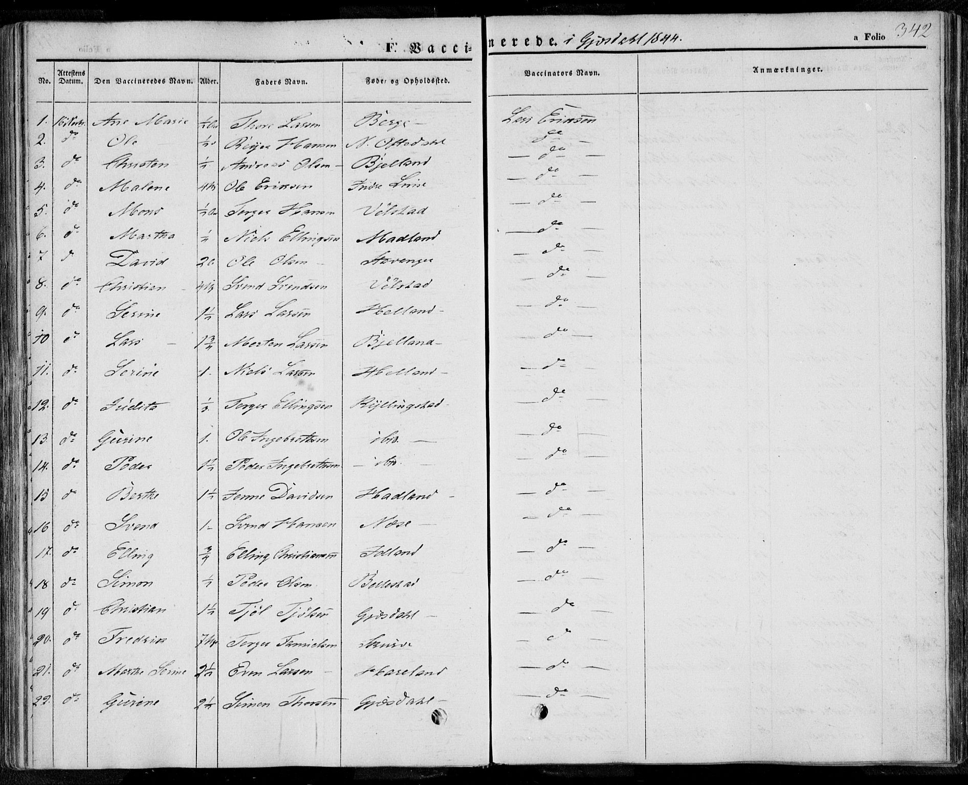Lye sokneprestkontor, SAST/A-101794/001/30BA/L0006: Parish register (official) no. A 5.2, 1842-1855, p. 342
