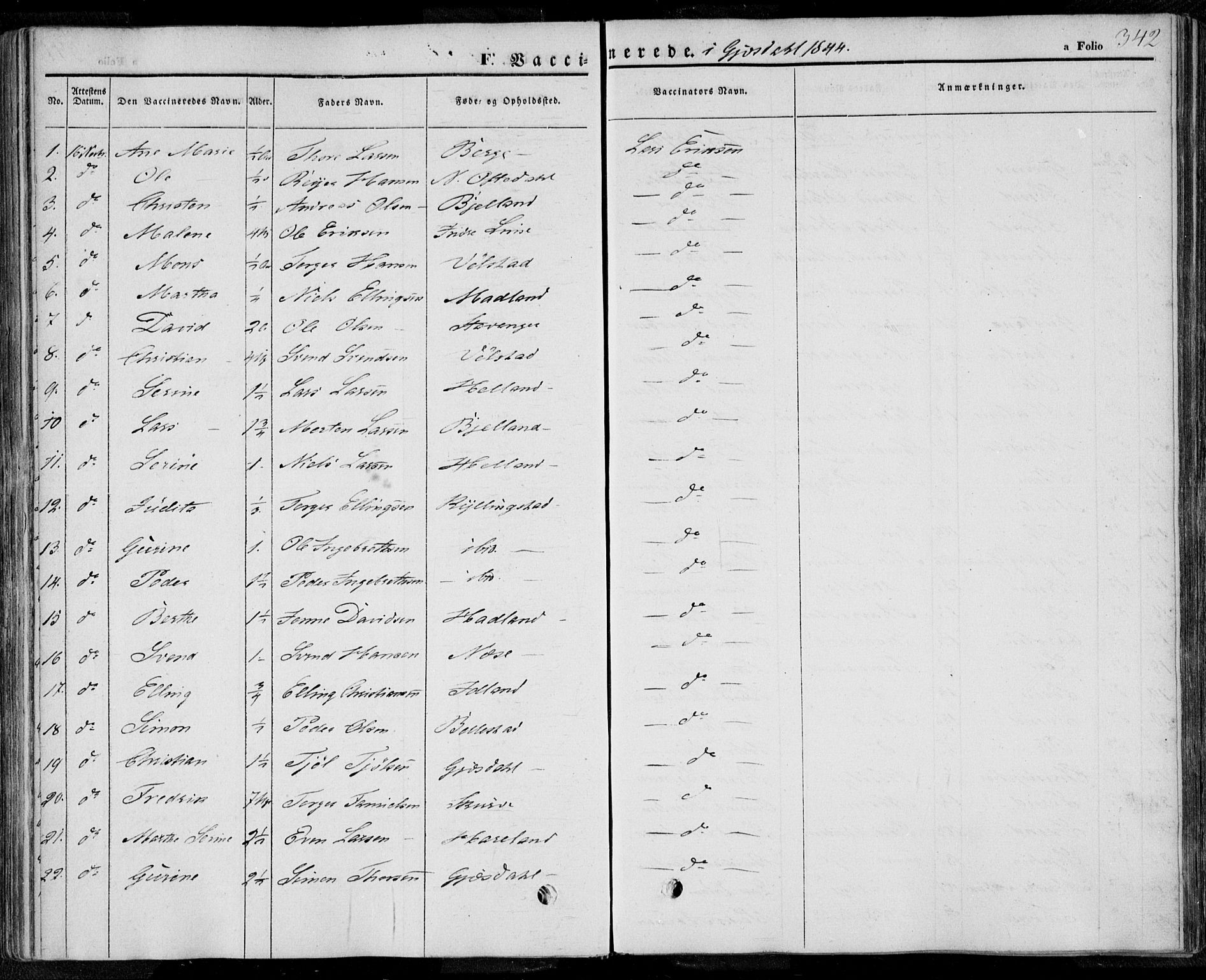 Lye sokneprestkontor, AV/SAST-A-101794/001/30BA/L0006: Parish register (official) no. A 5.2, 1842-1855, p. 342