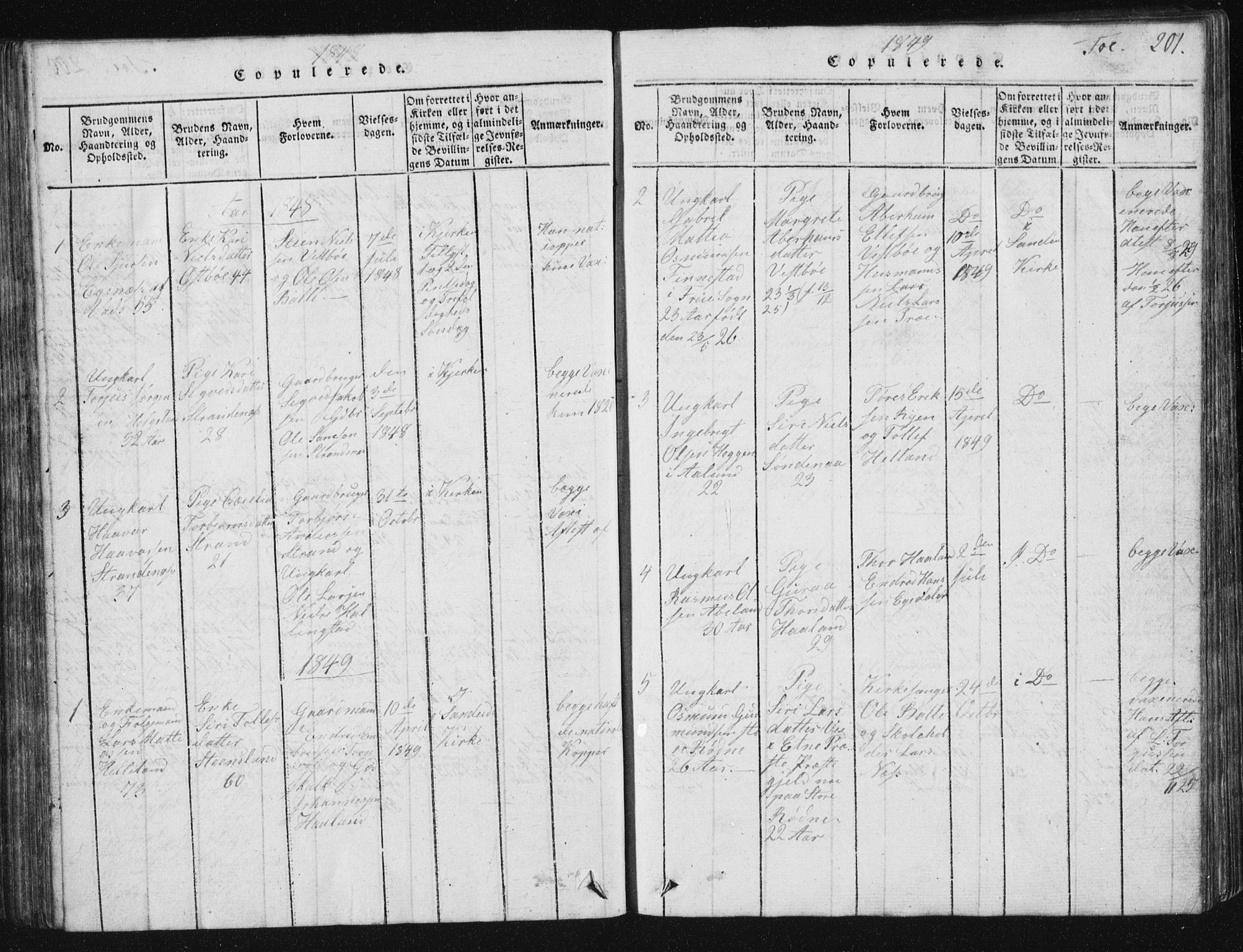 Vikedal sokneprestkontor, SAST/A-101840/01/V: Parish register (copy) no. B 2, 1816-1863, p. 201