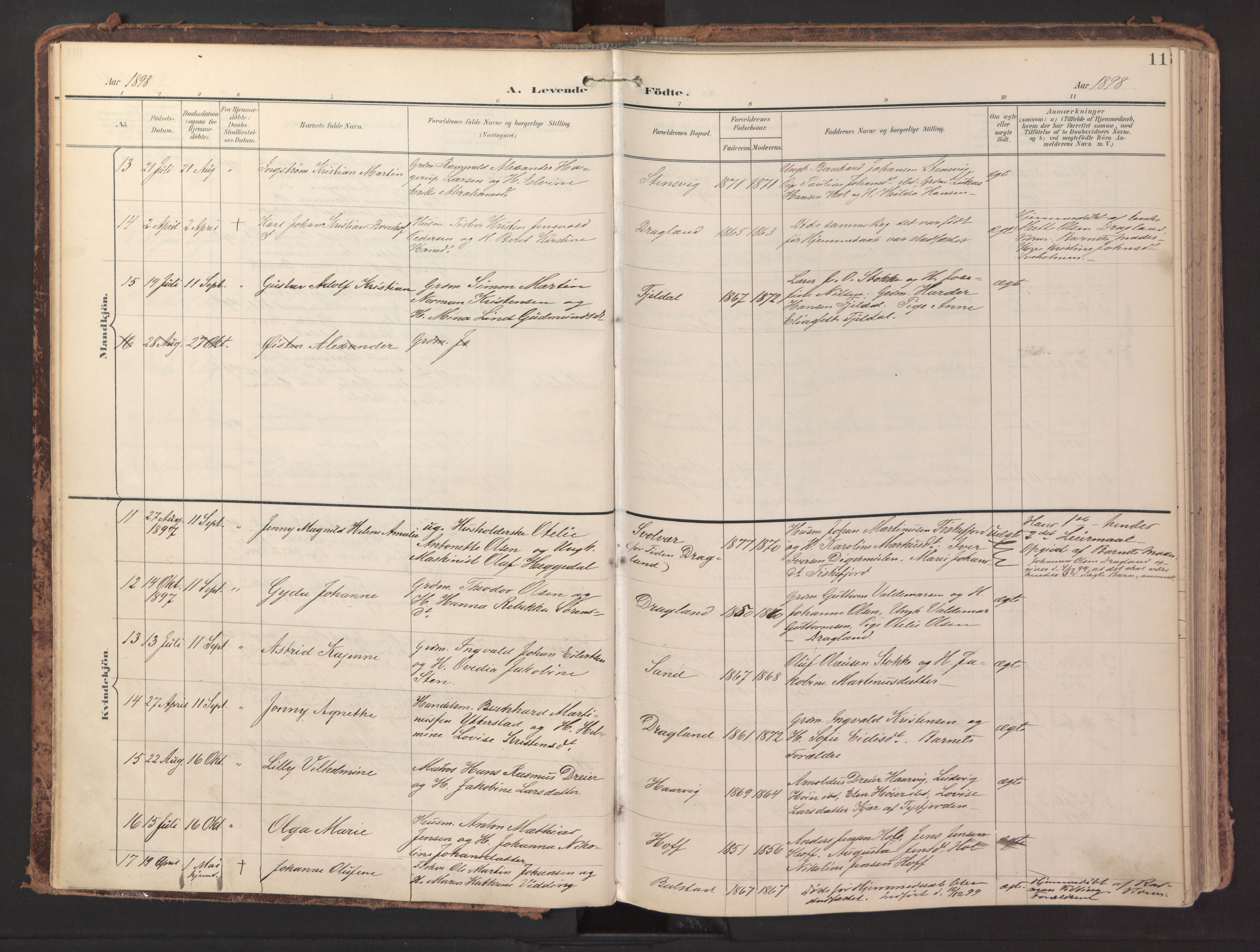 Ministerialprotokoller, klokkerbøker og fødselsregistre - Nordland, AV/SAT-A-1459/865/L0926: Parish register (official) no. 865A04, 1897-1912, p. 11