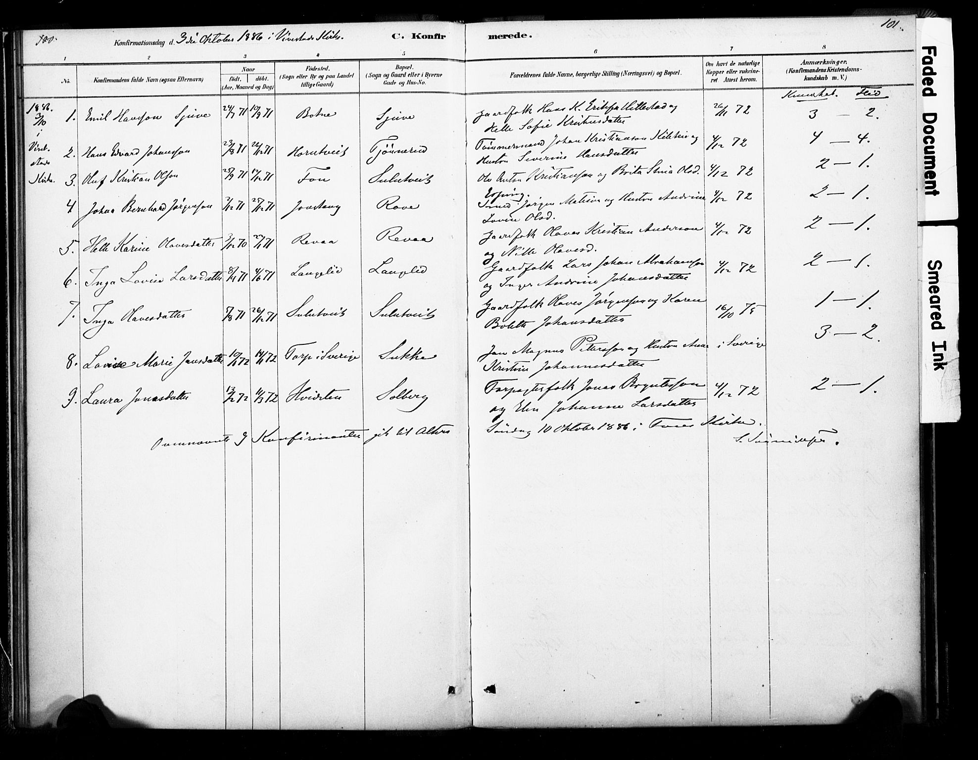 Ramnes kirkebøker, SAKO/A-314/F/Fb/L0001: Parish register (official) no. II 1, 1878-1894, p. 100-101