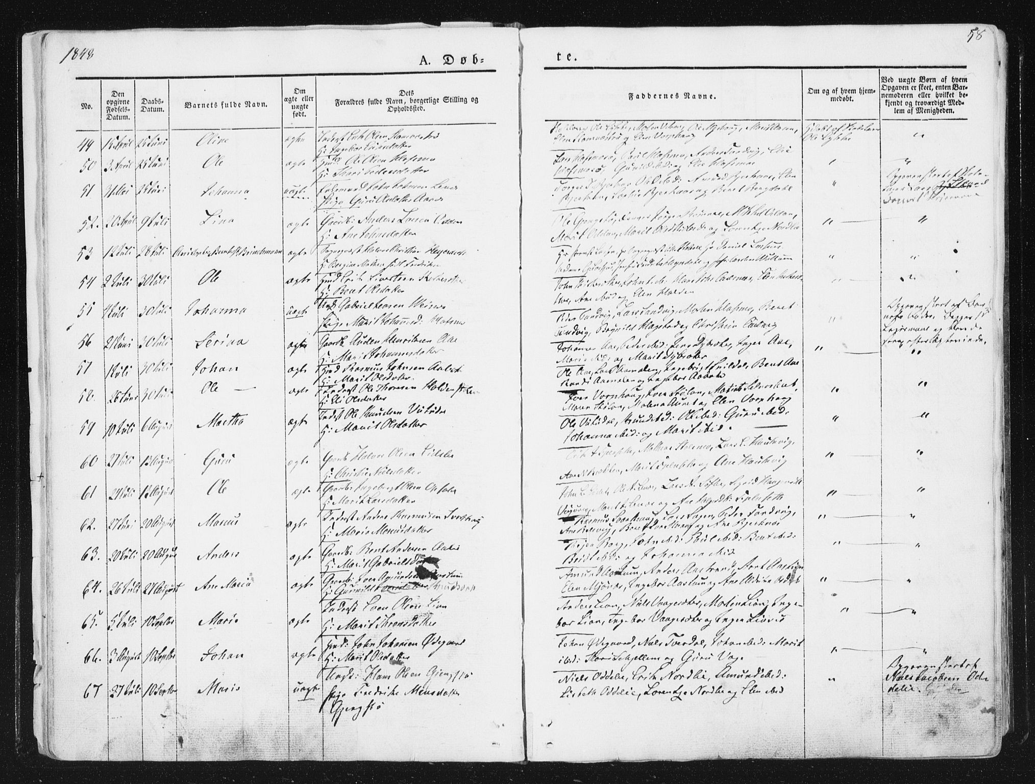 Ministerialprotokoller, klokkerbøker og fødselsregistre - Sør-Trøndelag, SAT/A-1456/630/L0493: Parish register (official) no. 630A06, 1841-1851, p. 58