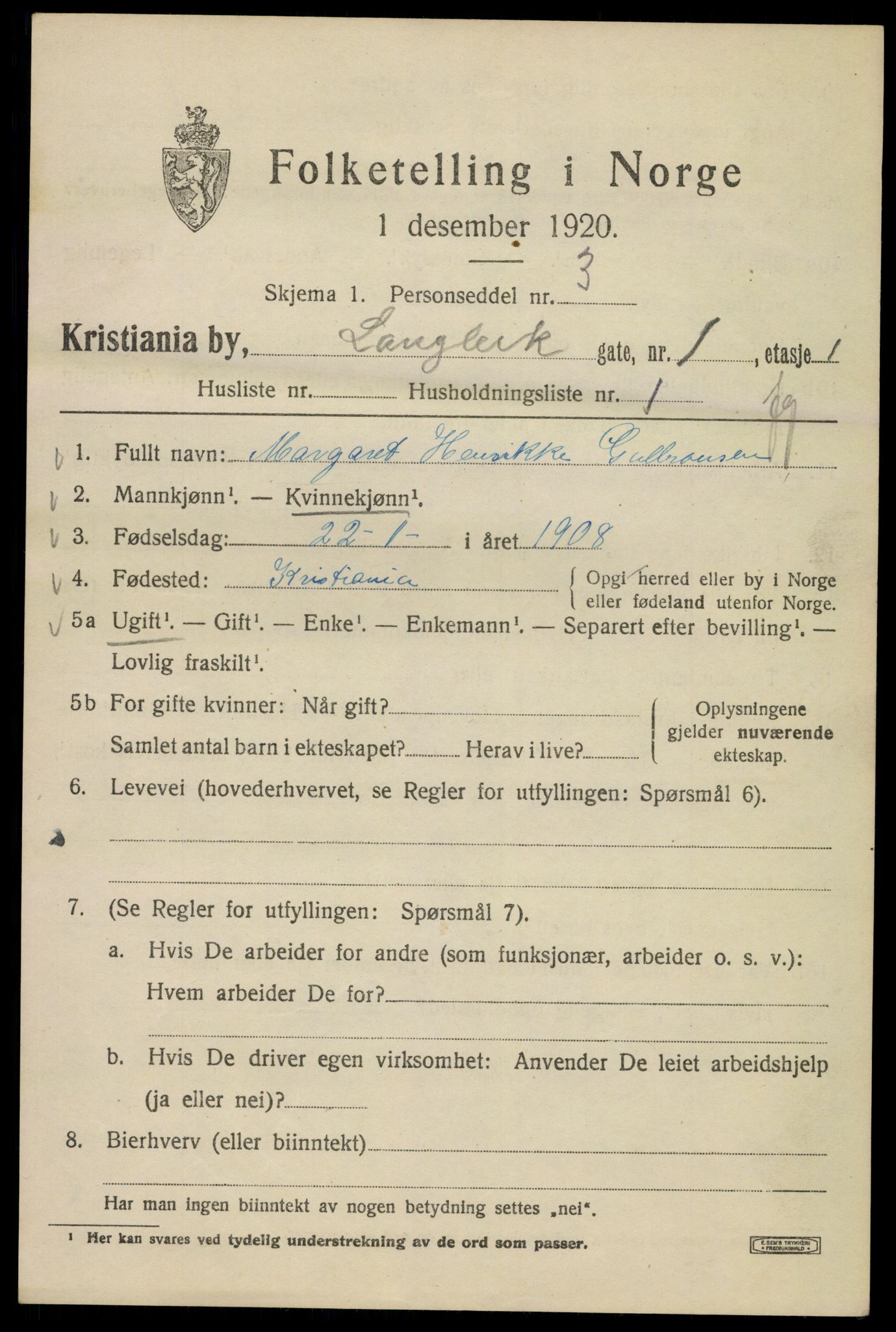 SAO, 1920 census for Kristiania, 1920, p. 360999