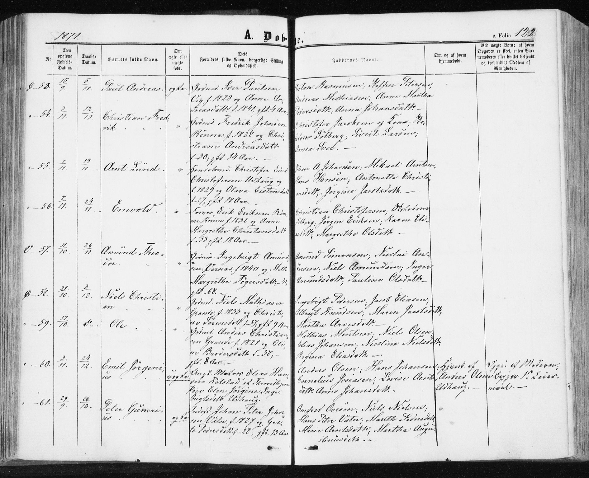 Ministerialprotokoller, klokkerbøker og fødselsregistre - Sør-Trøndelag, SAT/A-1456/659/L0737: Parish register (official) no. 659A07, 1857-1875, p. 122