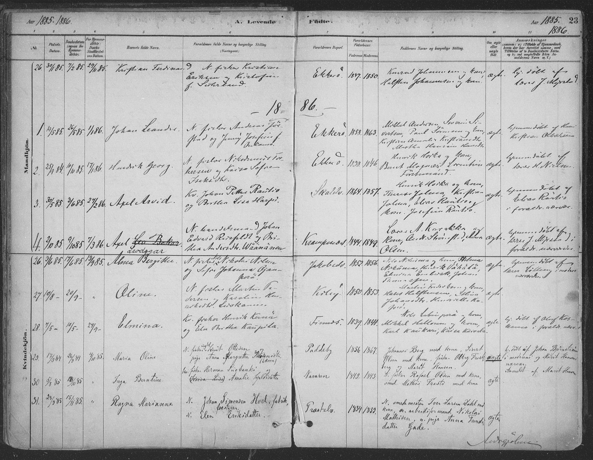 Vadsø sokneprestkontor, SATØ/S-1325/H/Ha/L0009kirke: Parish register (official) no. 9, 1881-1917, p. 23