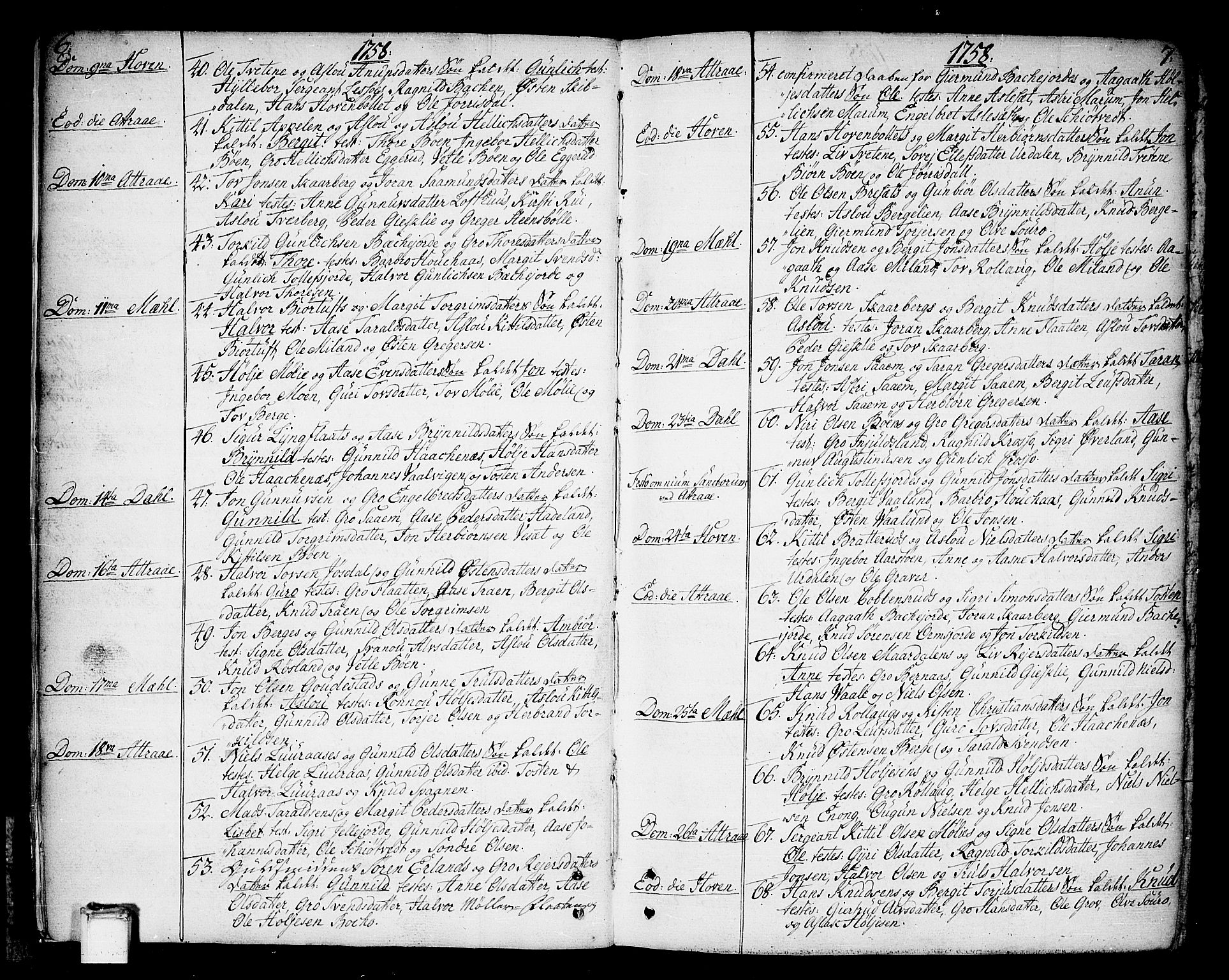 Tinn kirkebøker, AV/SAKO-A-308/F/Fa/L0002: Parish register (official) no. I 2, 1757-1810, p. 6-7