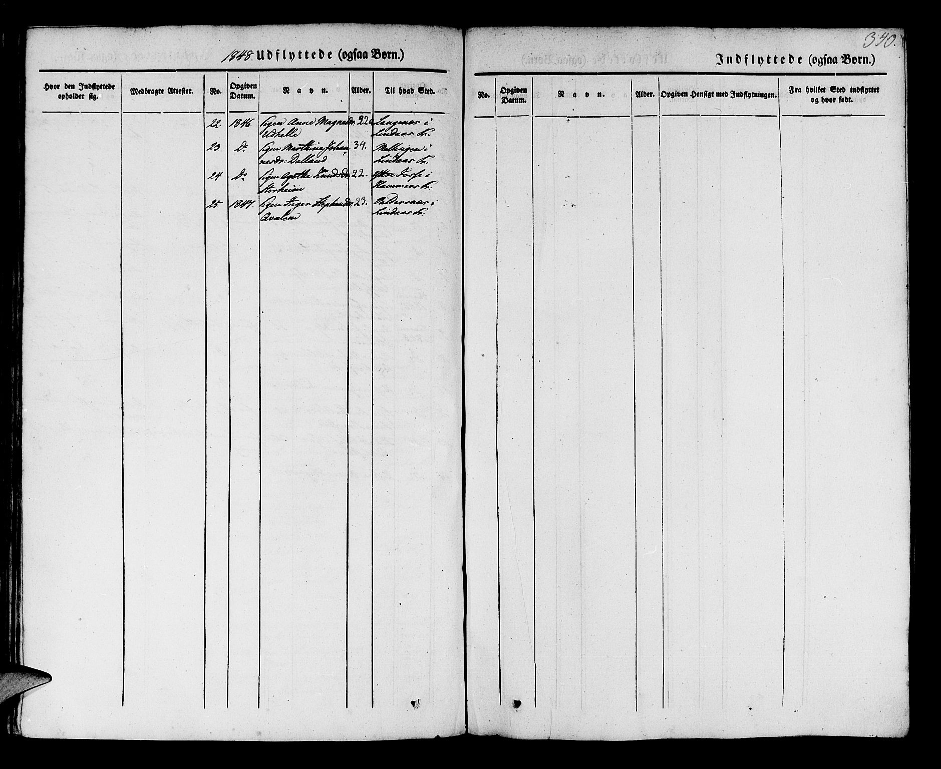 Manger sokneprestembete, AV/SAB-A-76801/H/Haa: Parish register (official) no. A 5, 1839-1848, p. 340