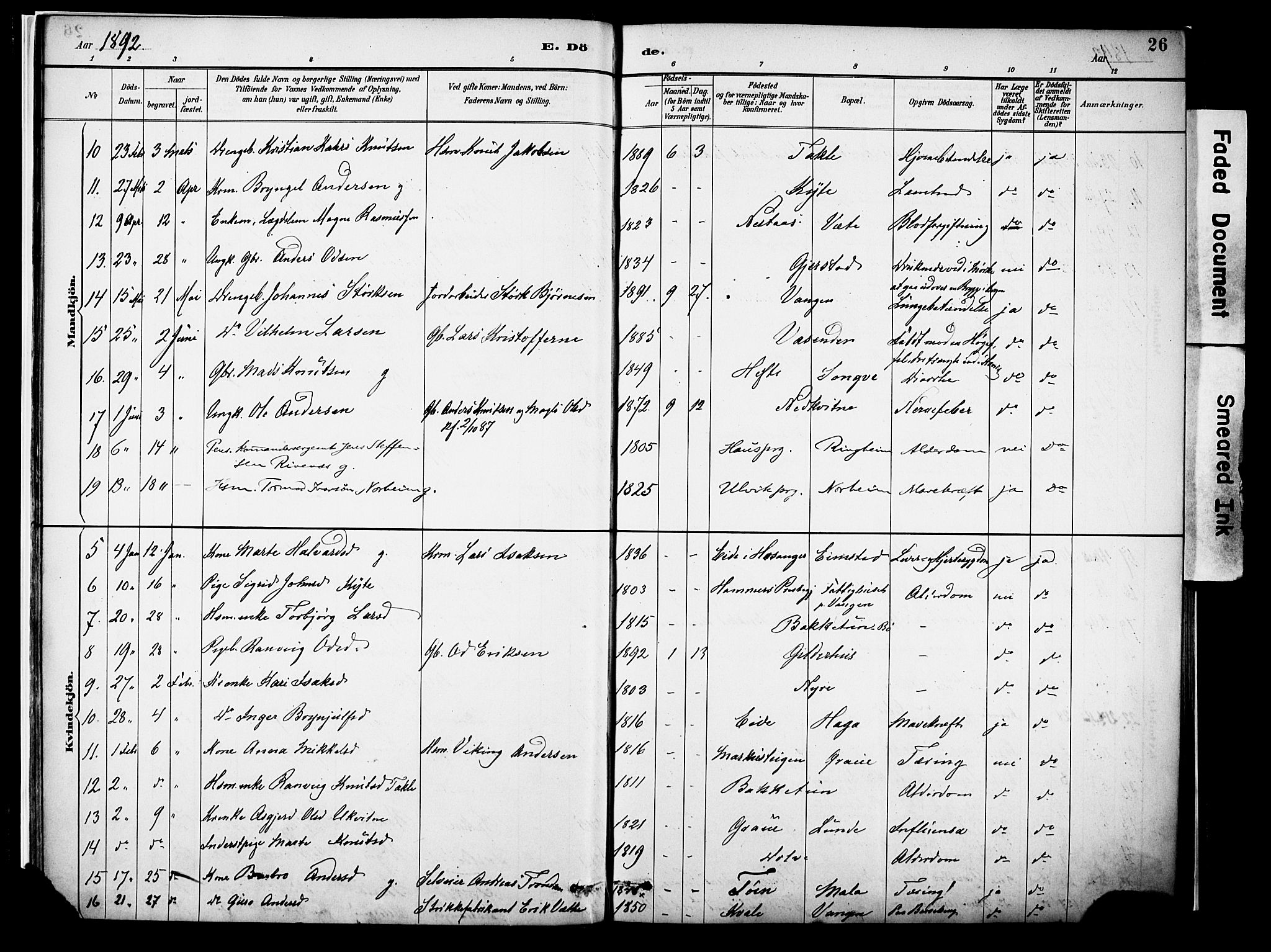 Voss sokneprestembete, SAB/A-79001/H/Haa: Parish register (official) no. A 22, 1887-1909, p. 26