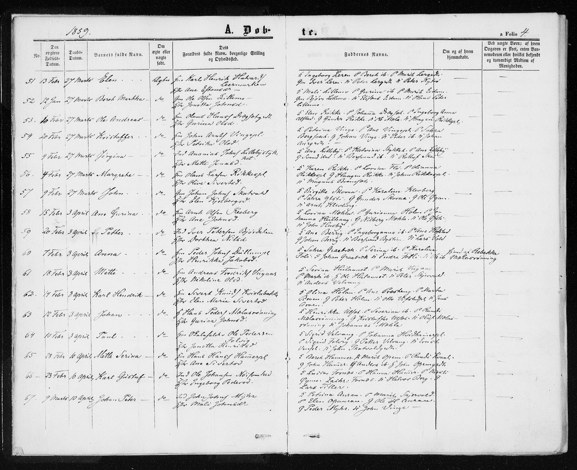 Ministerialprotokoller, klokkerbøker og fødselsregistre - Nord-Trøndelag, SAT/A-1458/709/L0075: Parish register (official) no. 709A15, 1859-1870, p. 4