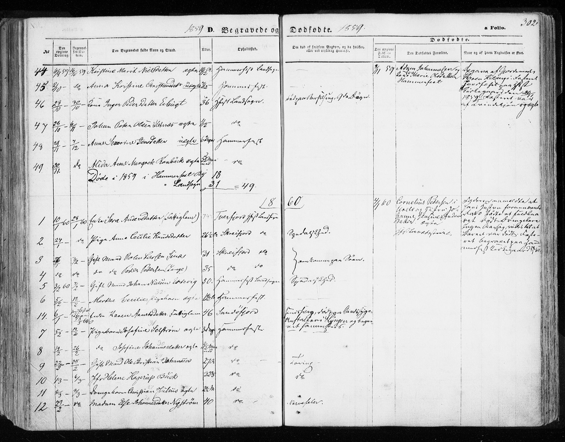 Hammerfest sokneprestkontor, SATØ/S-1347/H/Ha/L0005.kirke: Parish register (official) no. 5, 1857-1869, p. 302