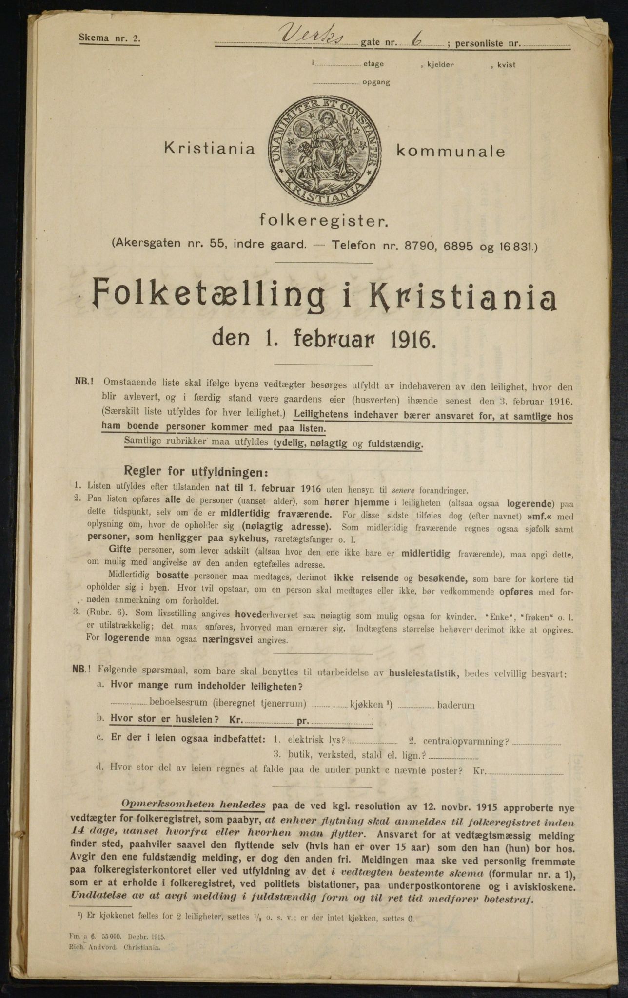 OBA, Municipal Census 1916 for Kristiania, 1916, p. 125712